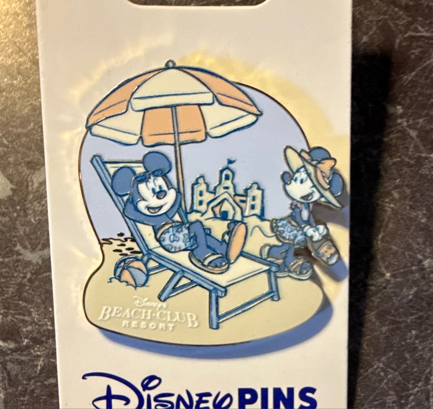2026 Disney Parks Beach Club Resort Mickey & Minnie Mouse Beach Day OE Pin front