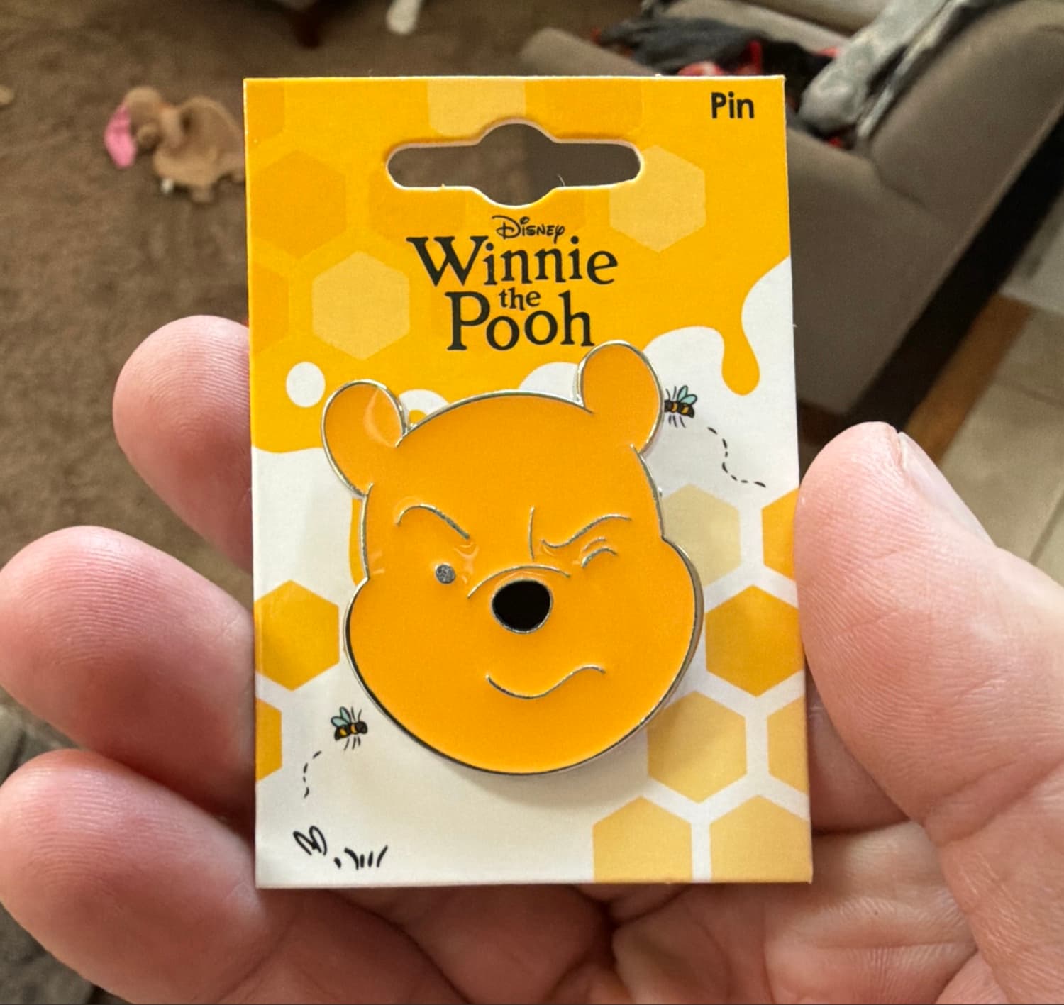 Winnie the Pooh Winking Honeycomb Bee Pin front