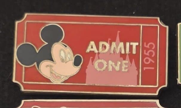 Disneyland Resort Admit One Ticket Mystery Pin - Mickey Mouse front