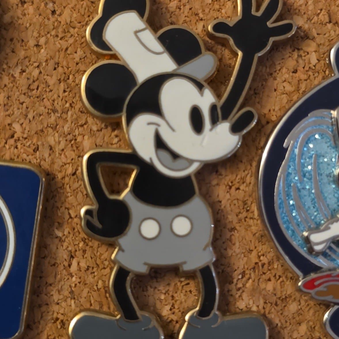 Steamboat Willie Black and White Pin front