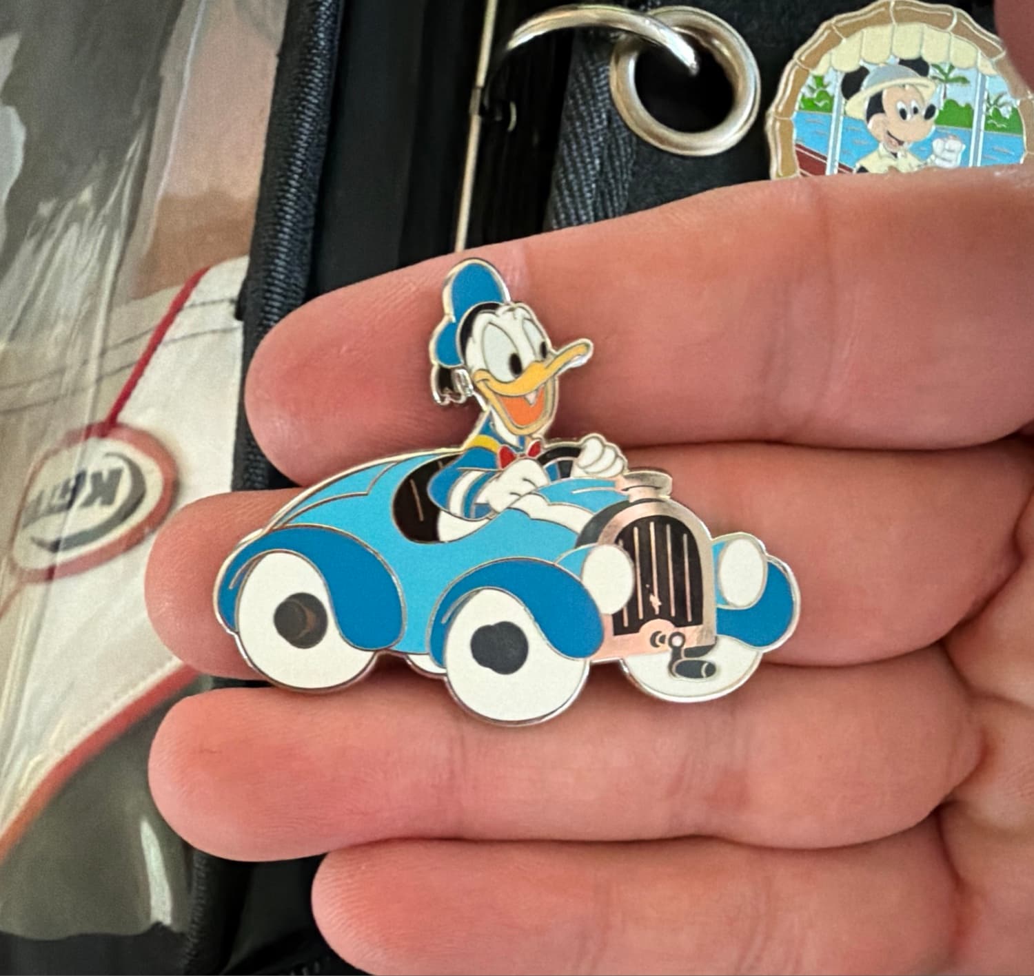 Donald Duck Driving a Car Pin front