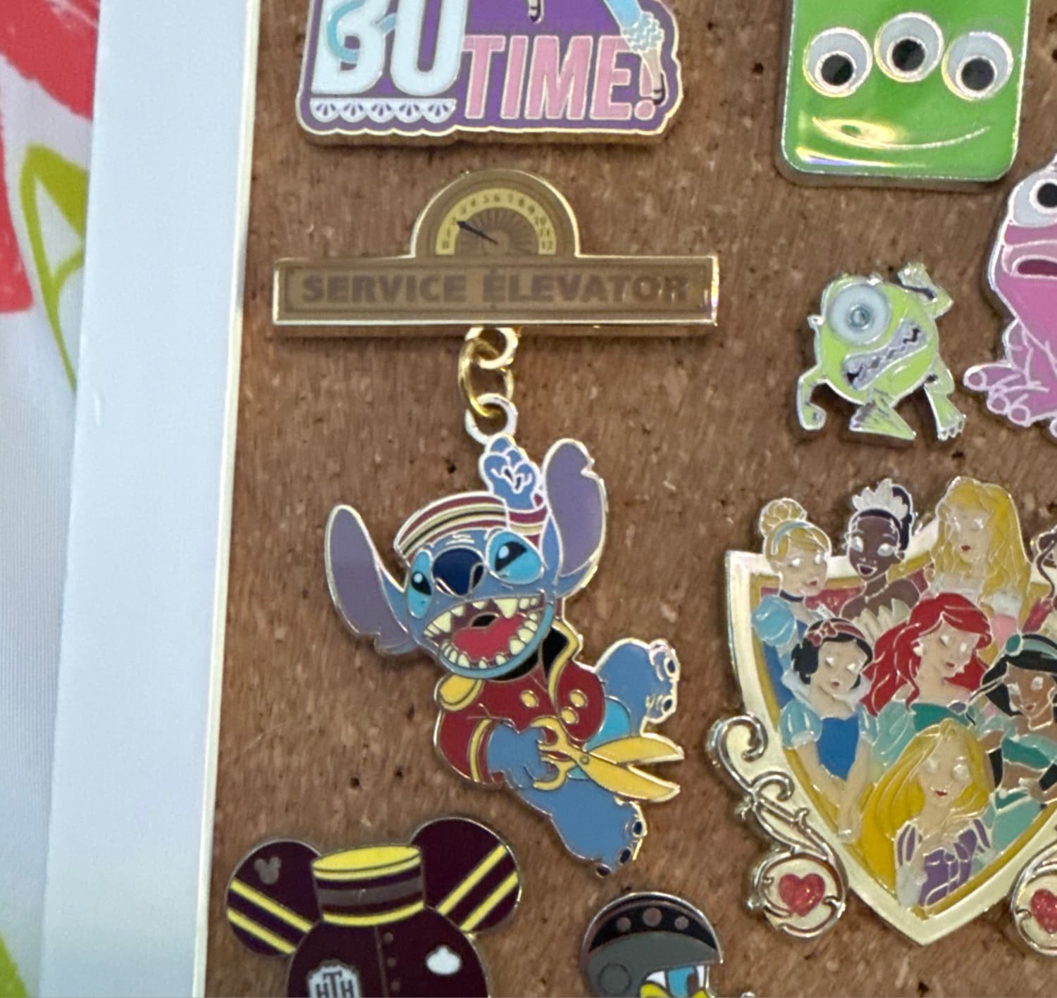 Bellhop Stitch Dangling From Service Elevator Sign front