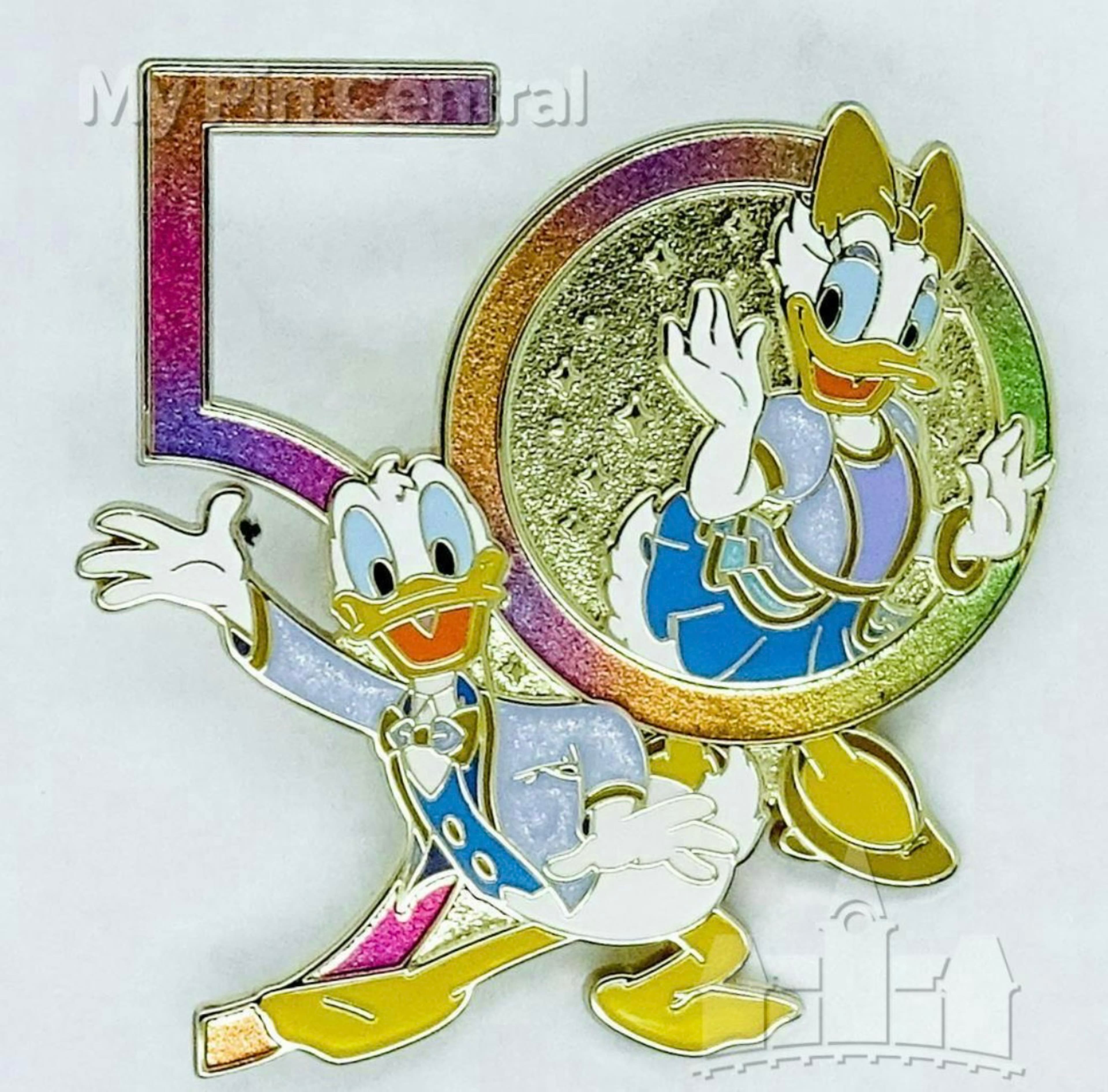 Donald and Daisy Duck Walt Disney World 50th Anniversary Pin front