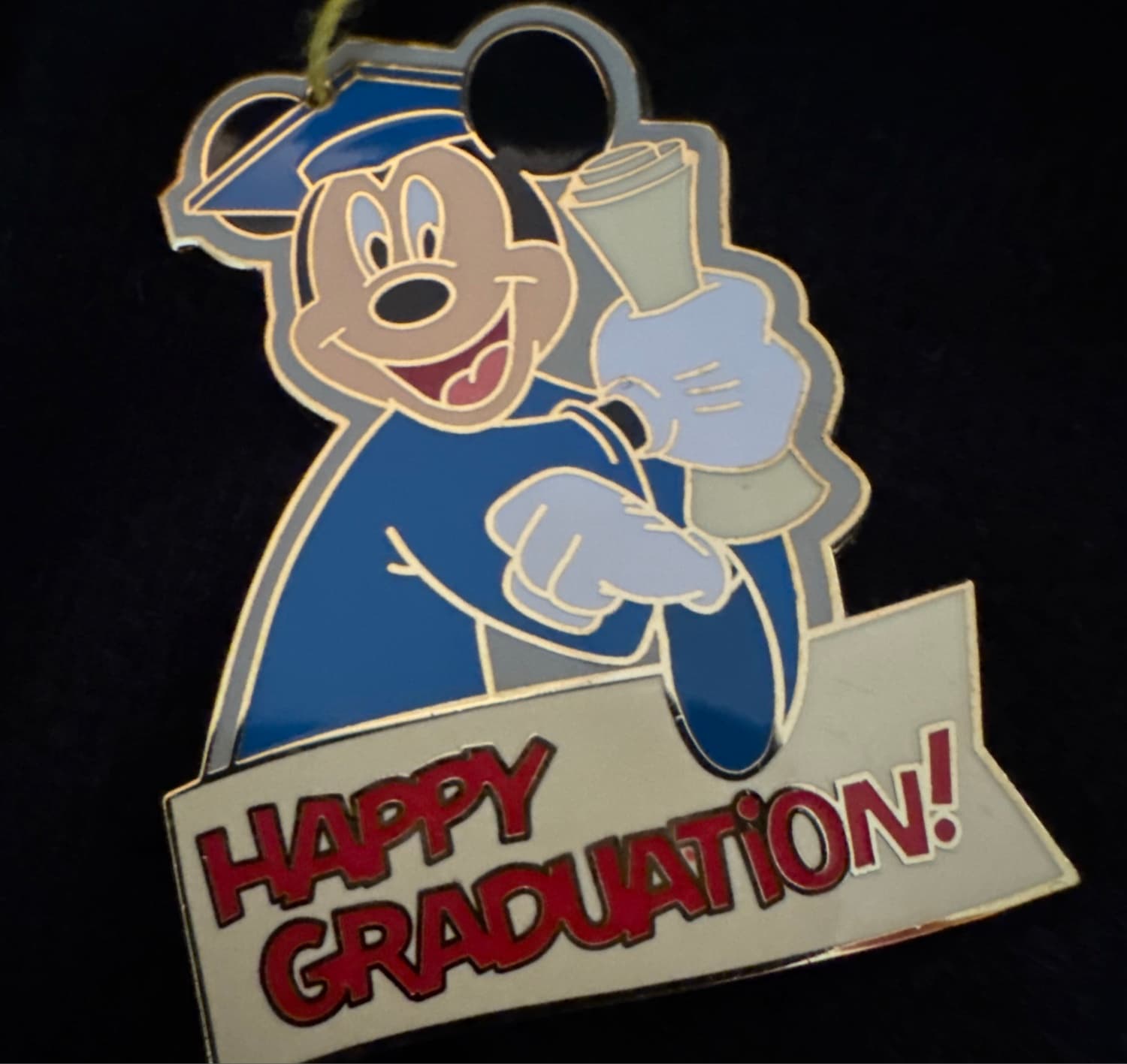 Mickey Mouse Happy Graduation Pin with Tassle front