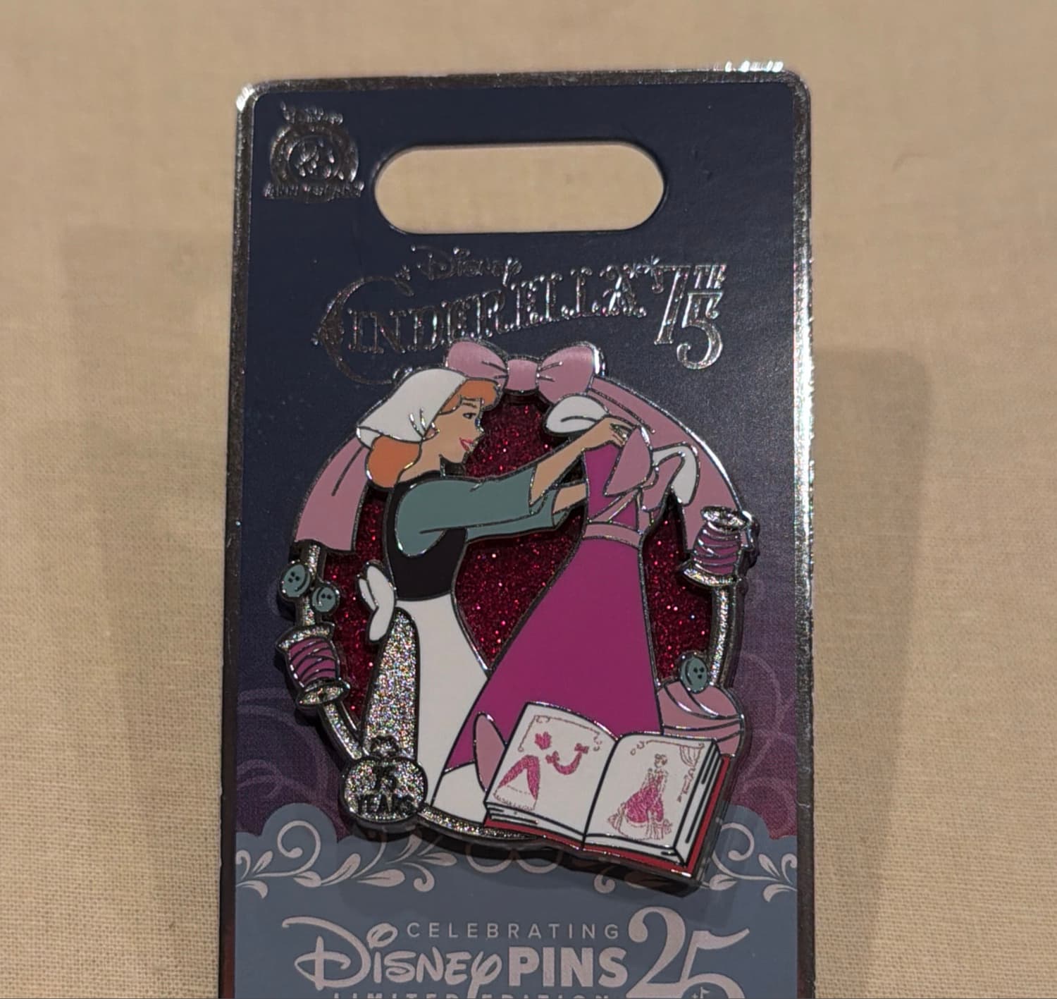 Cinderella 75th Anniversary Dress Pin front