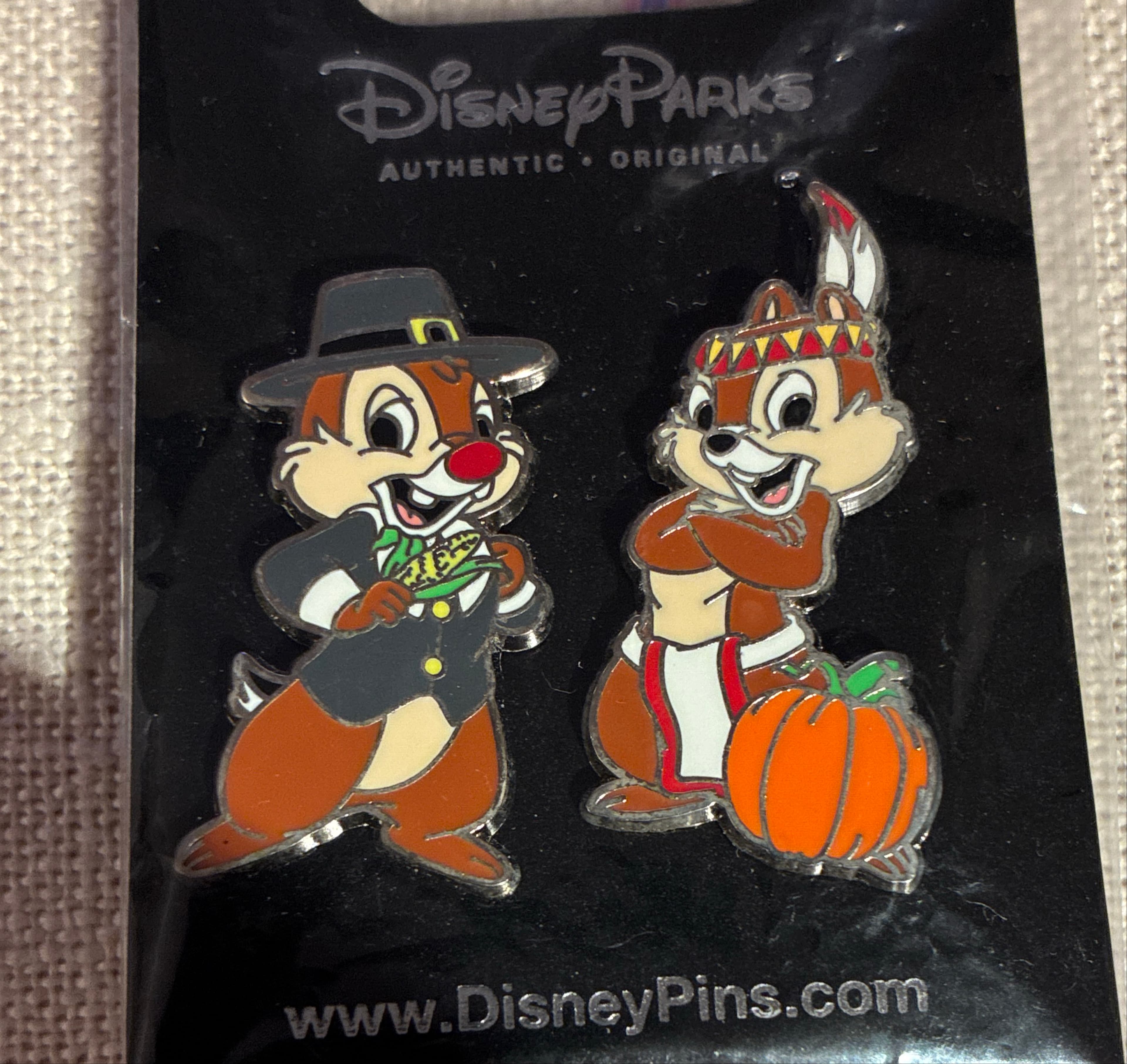 Chip & Dale Thanksgiving Pin Set front