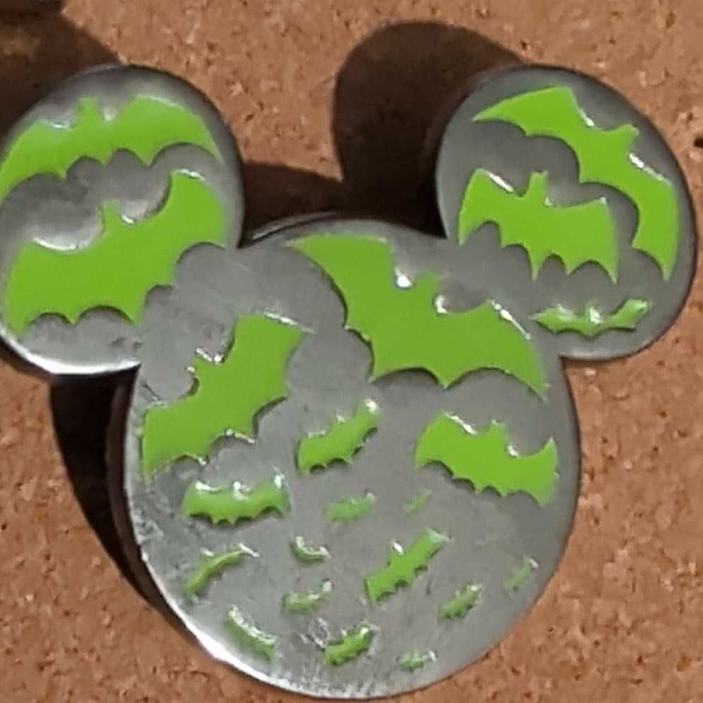 Disney Parks Halloween - Mickey Icon with Bats Glow-in-the-Dark Pin front