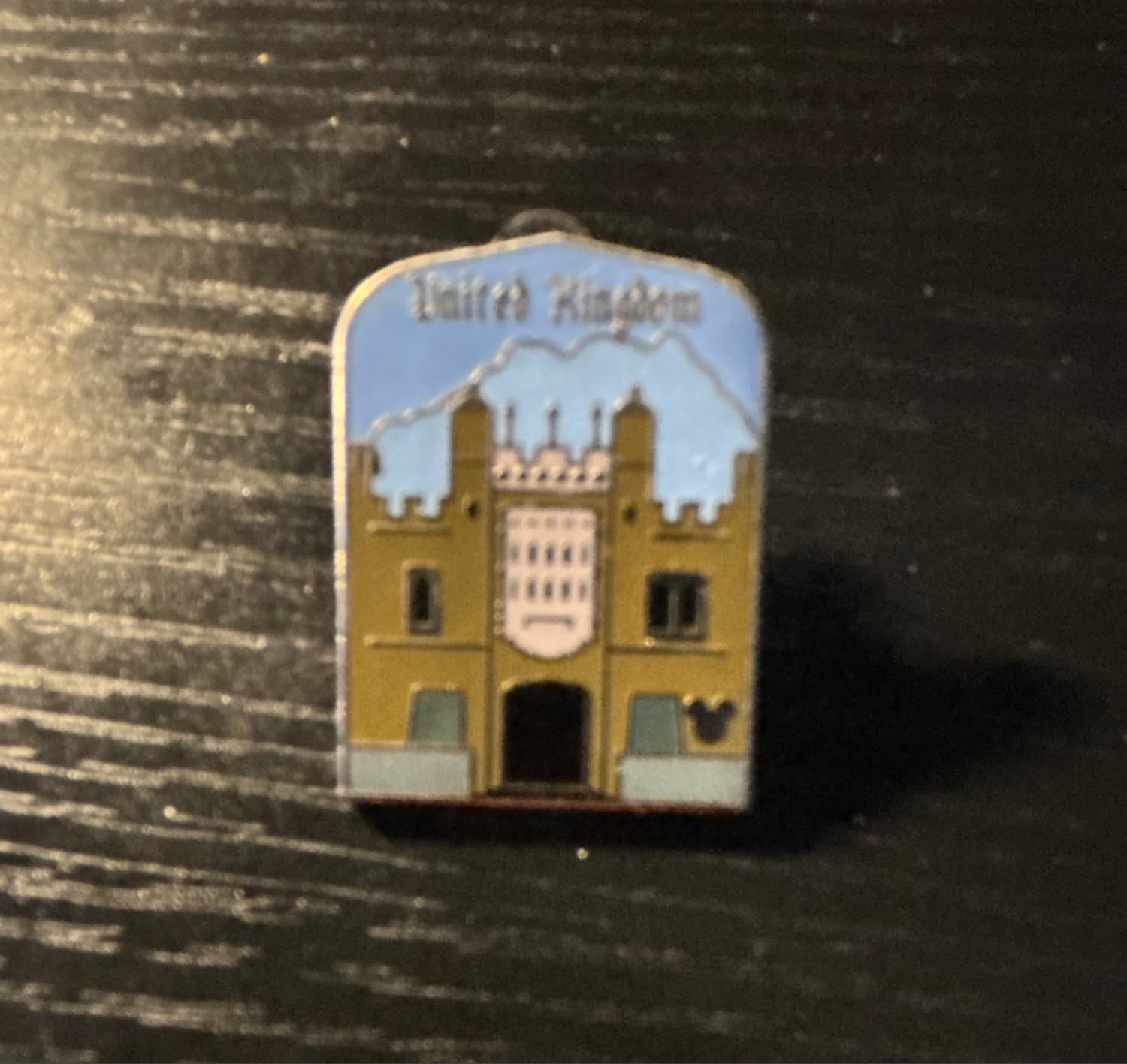 Epcot World Showcase United Kingdom Pavilion Building with Mickey Icon Pin front