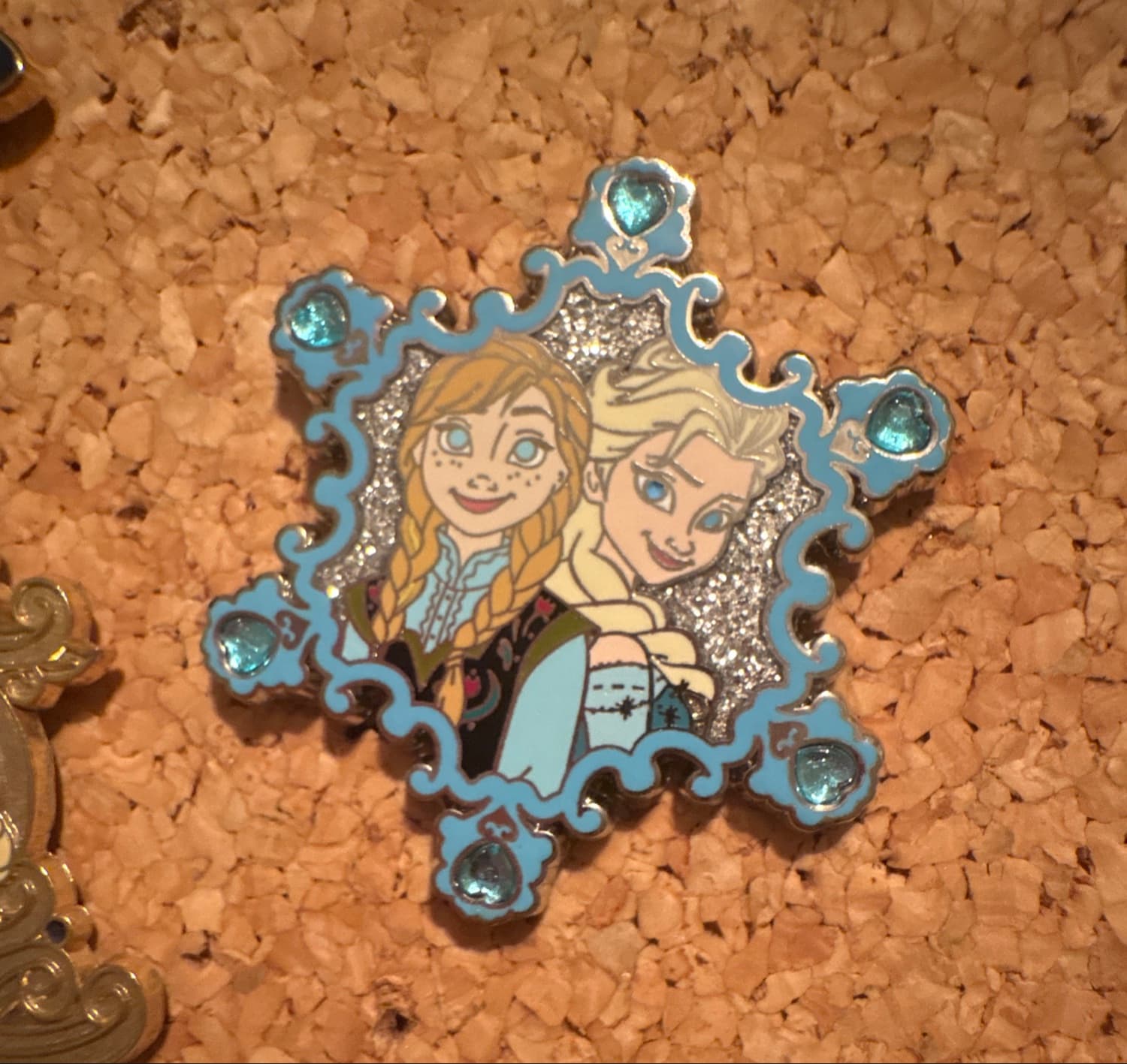 Anna & Elsa Jeweled Snowflake Pin front