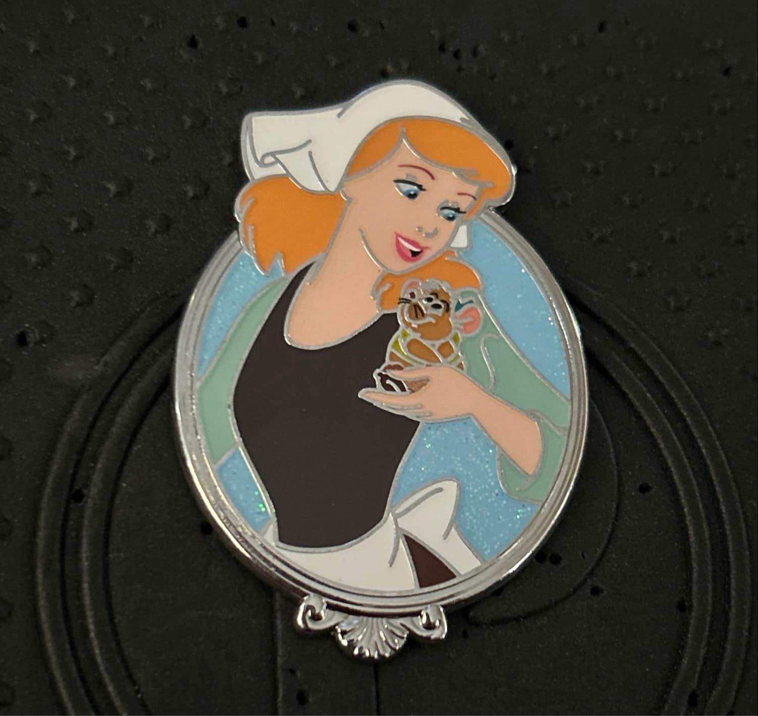 Disney Parks Princess Portrait Silver Frame Cinderella & Gus Gus Pin front