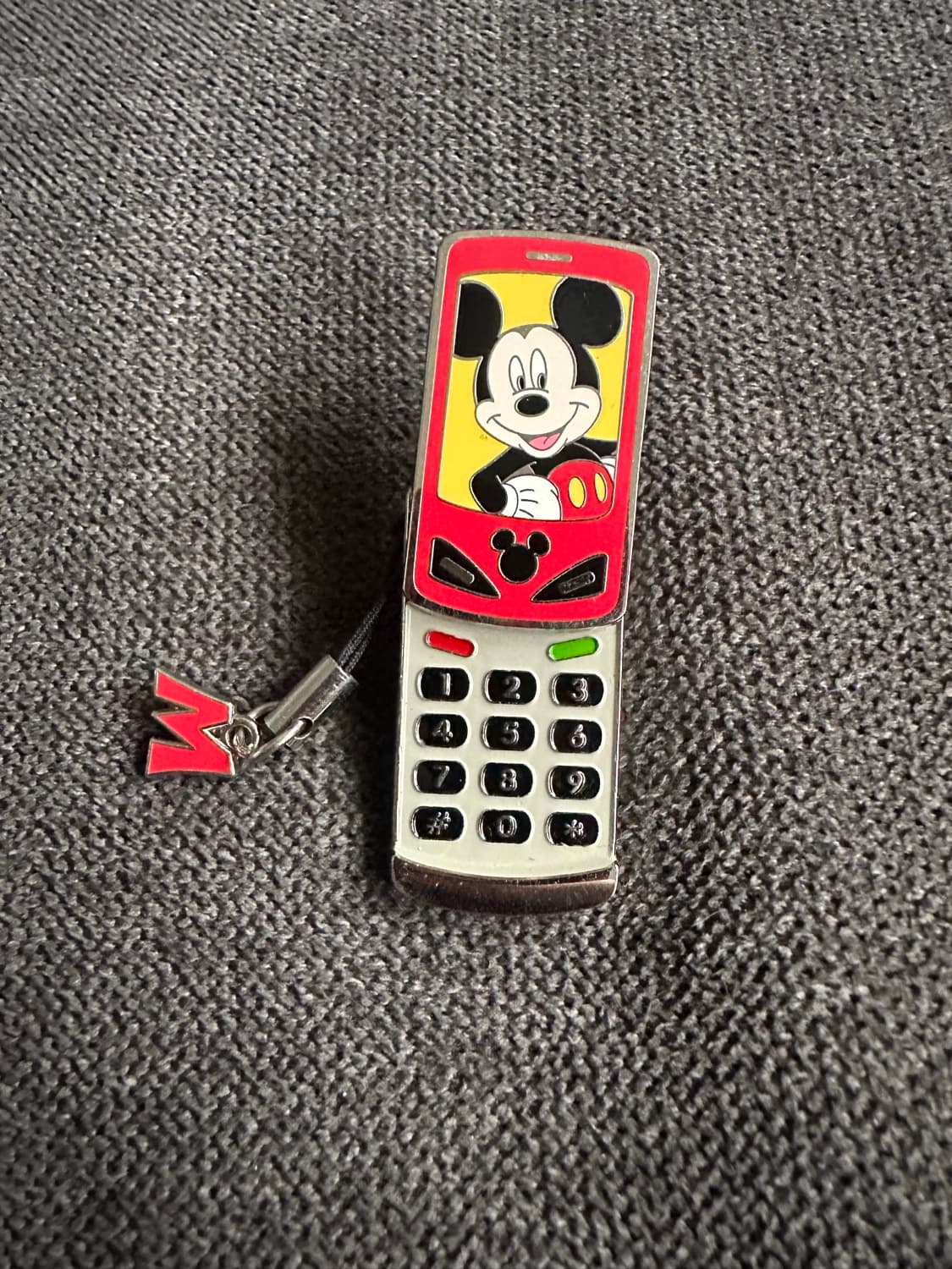 Mickey Mouse Cell Phone Slider with Charm front