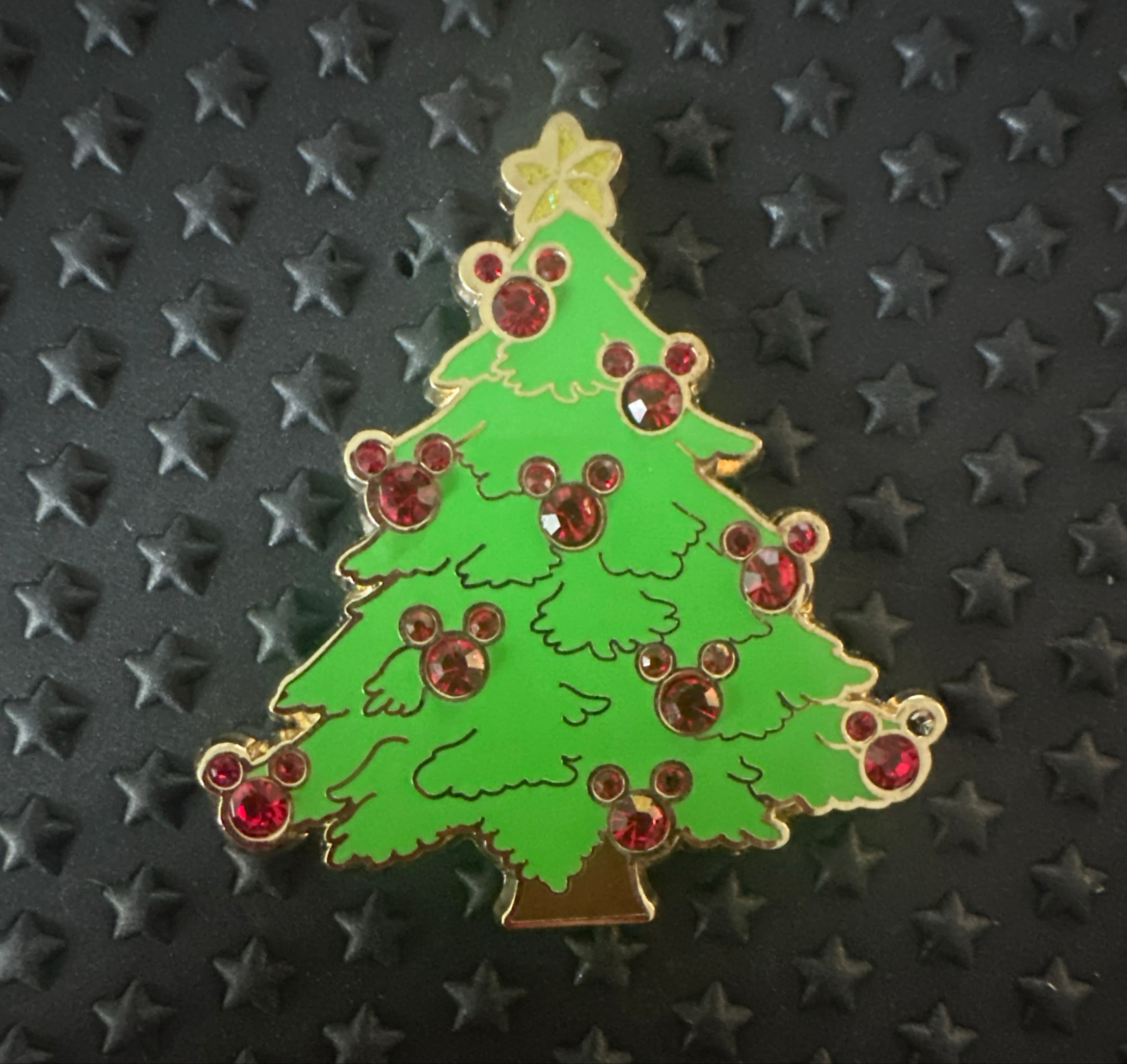 Mickey Ornament Jeweled Christmas Tree Pin front