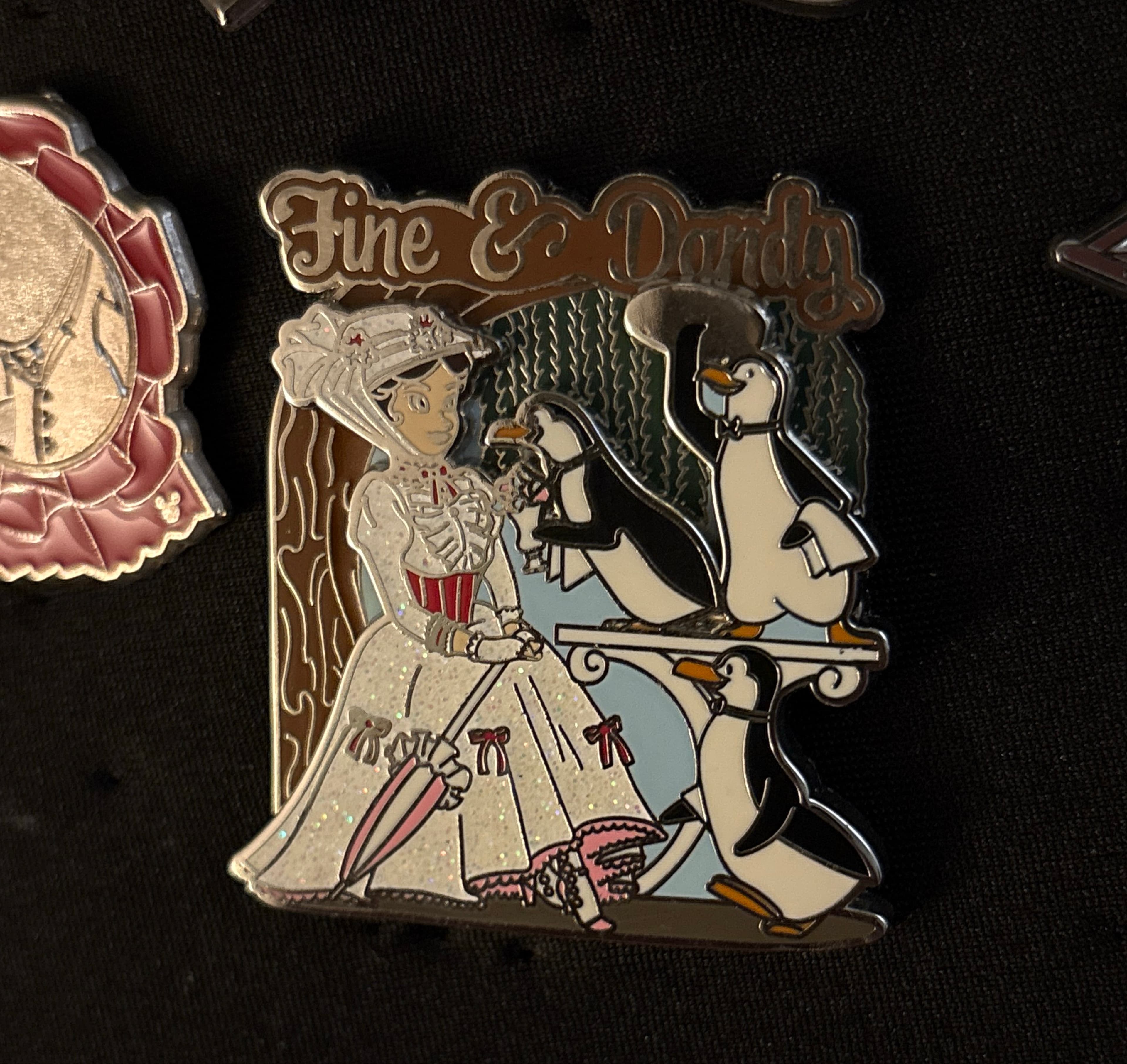 Mary Poppins Fine and Dandy with Penguin Waiters Pin-on-Pin Mary Poppins fine and dandy front
