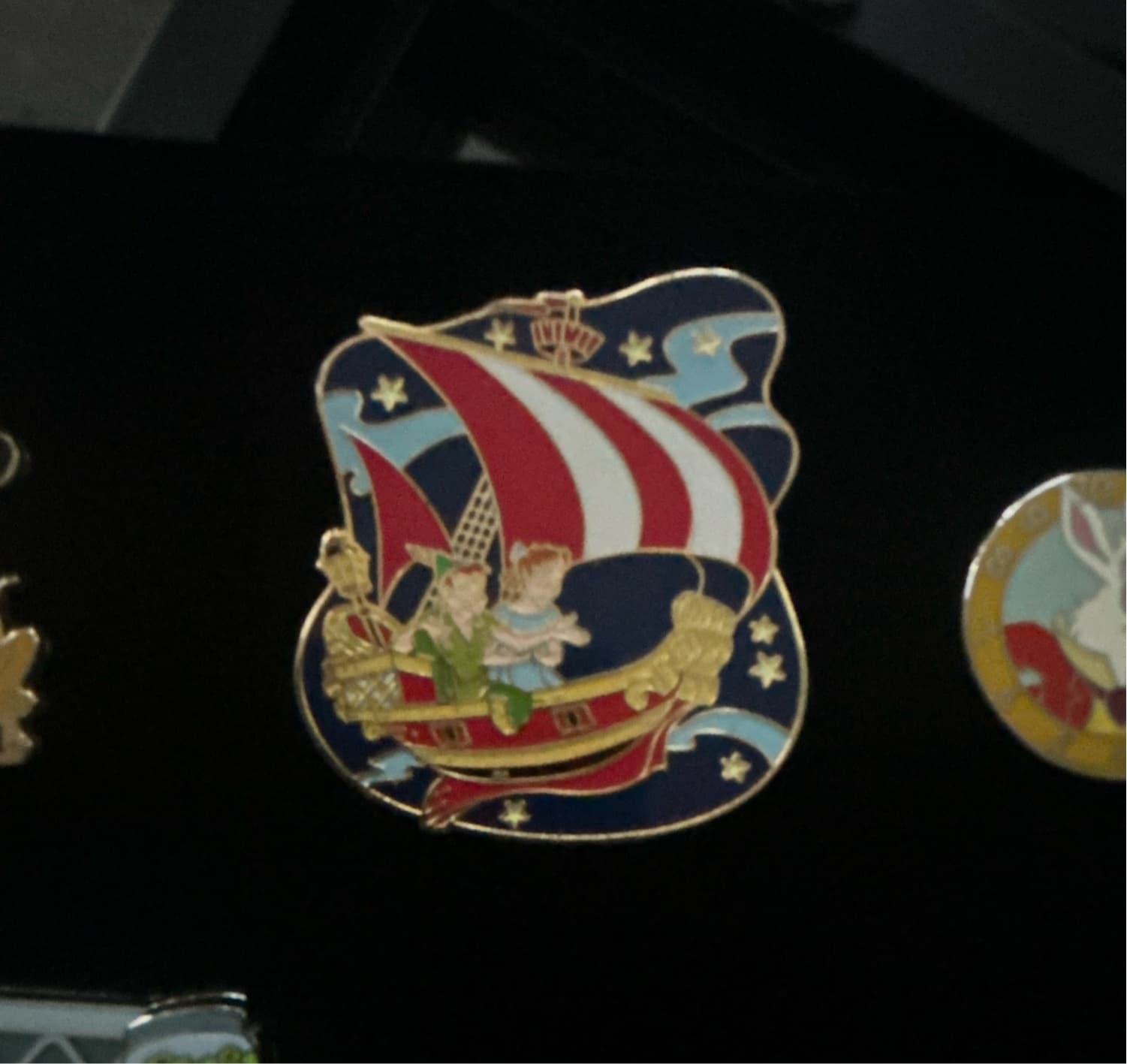 Peter Pan, Wendy, John, and Michael Flying in Pirate Ship