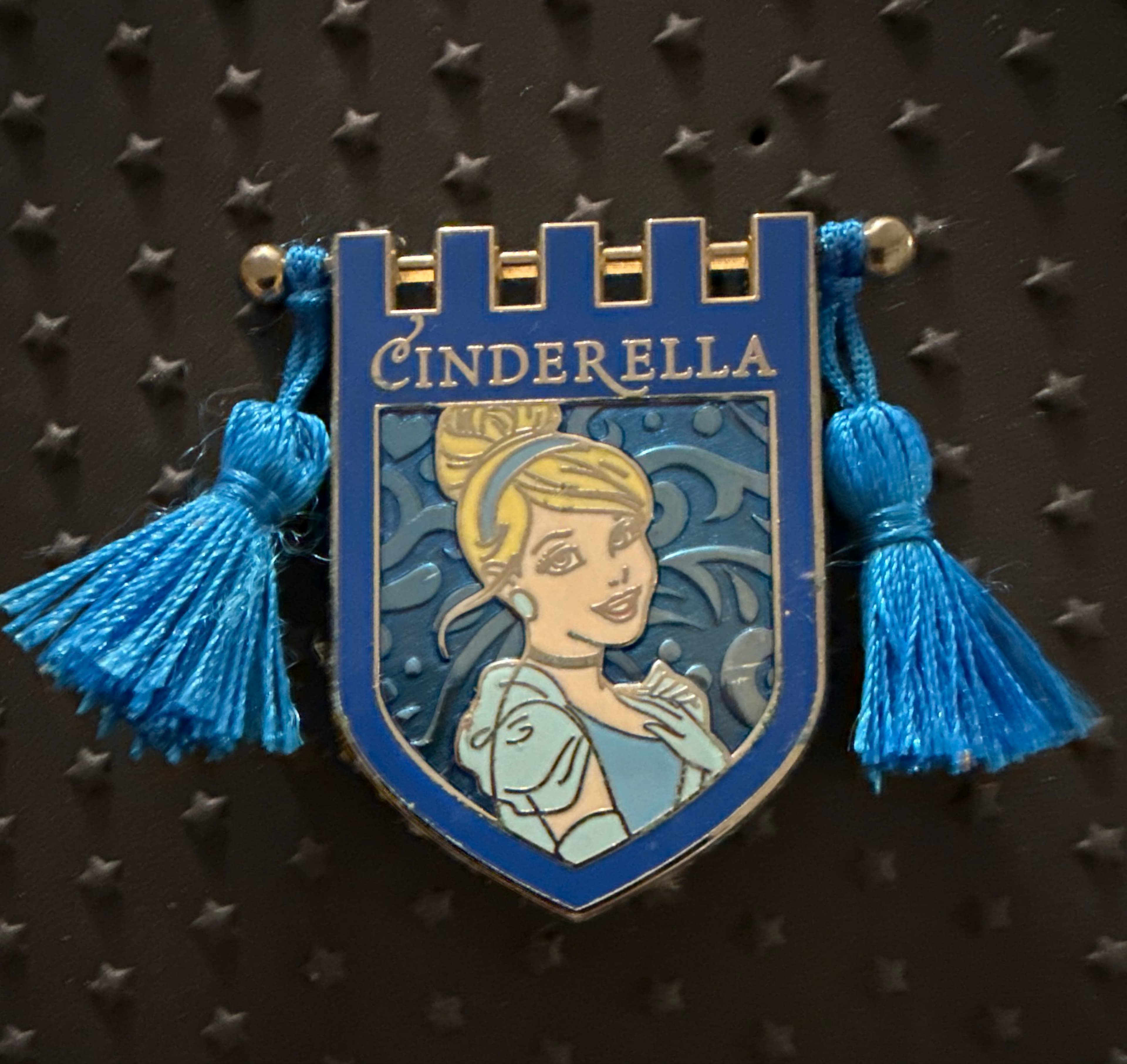 Princess Cinderella Crest Banner with Tassels Pin front