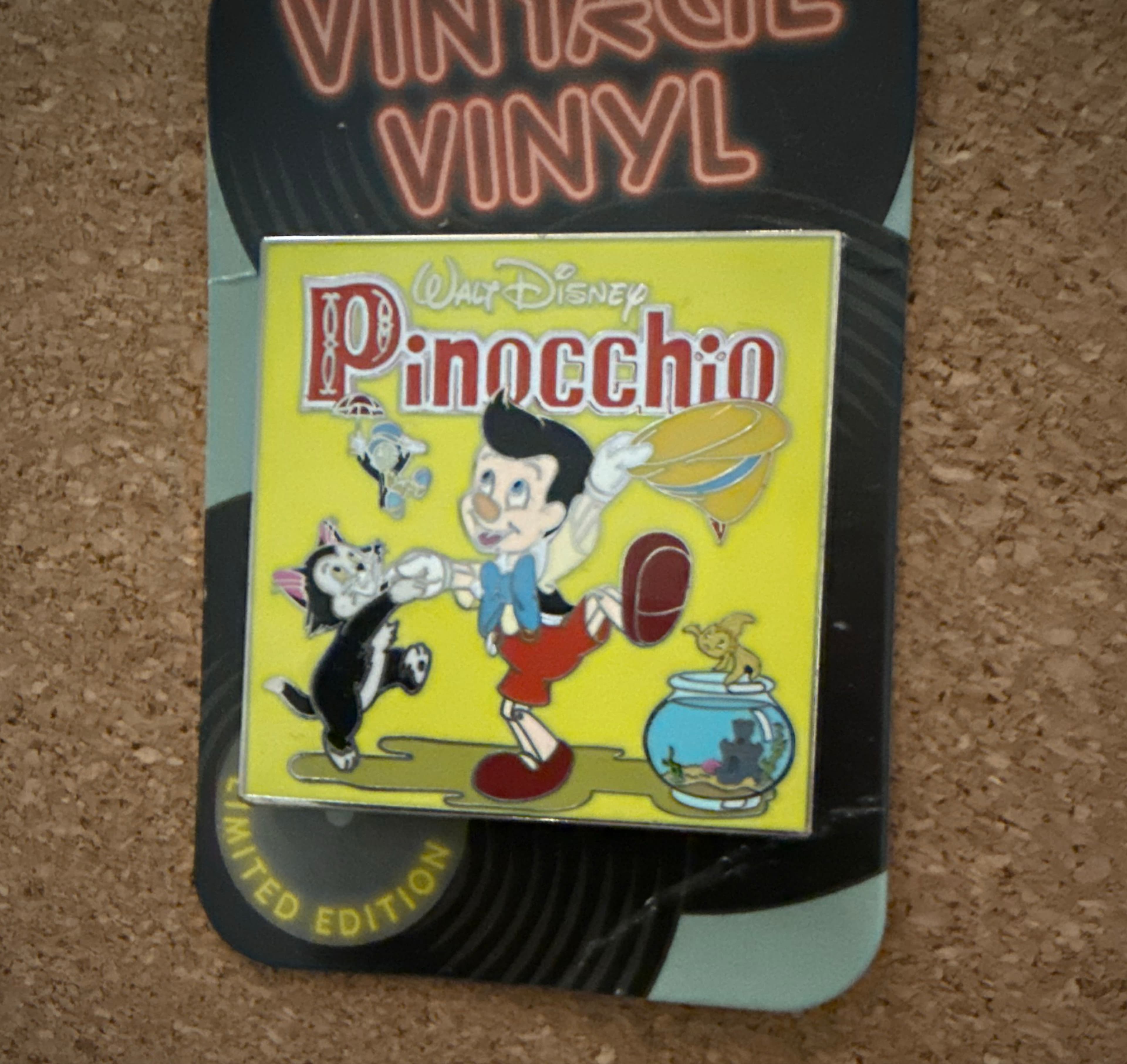 Pinocchio Vintage Vinyl Pin front