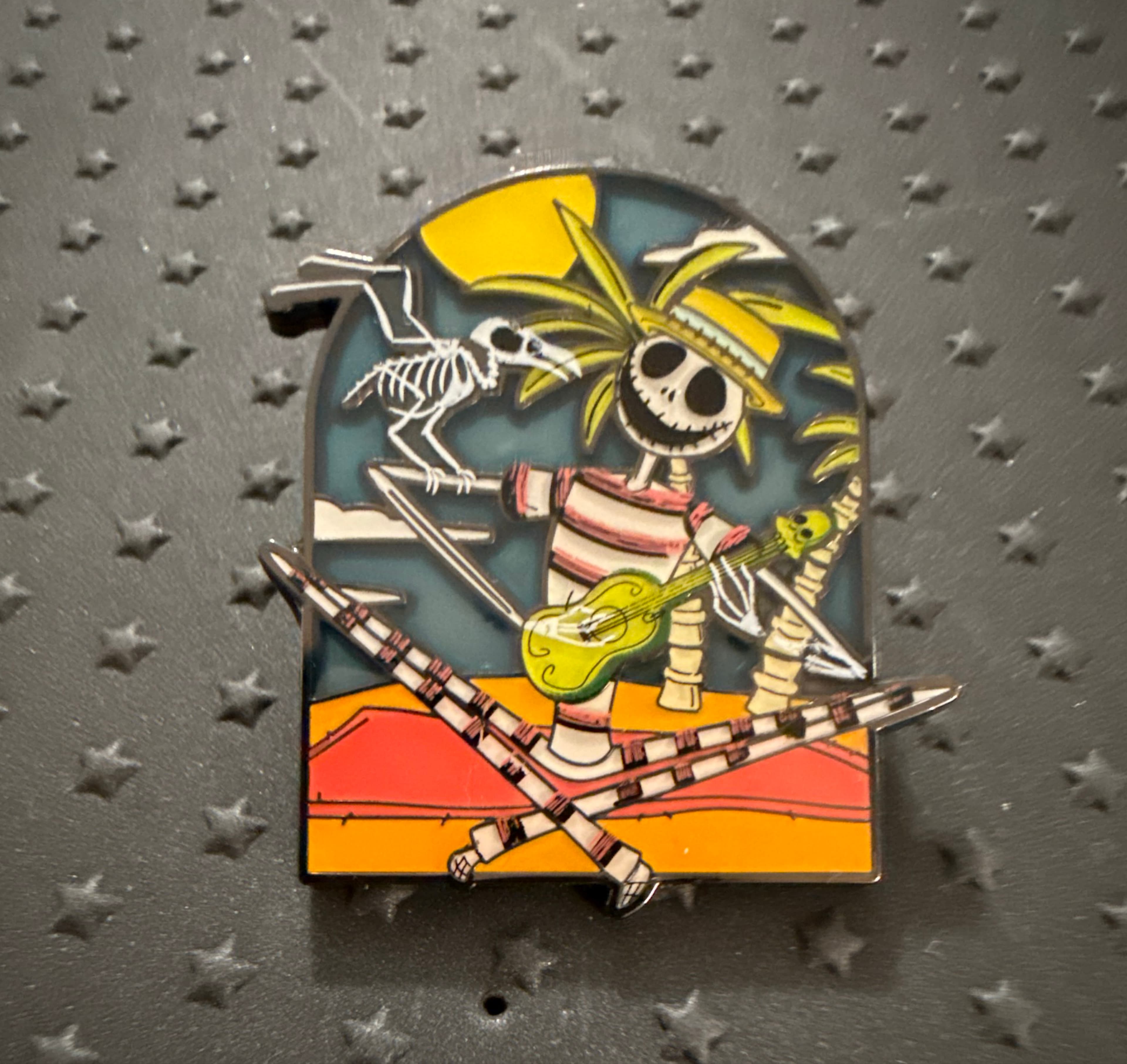 Jack Skellington in Bathing Suit with Ukulele and Skeleton Parrot front