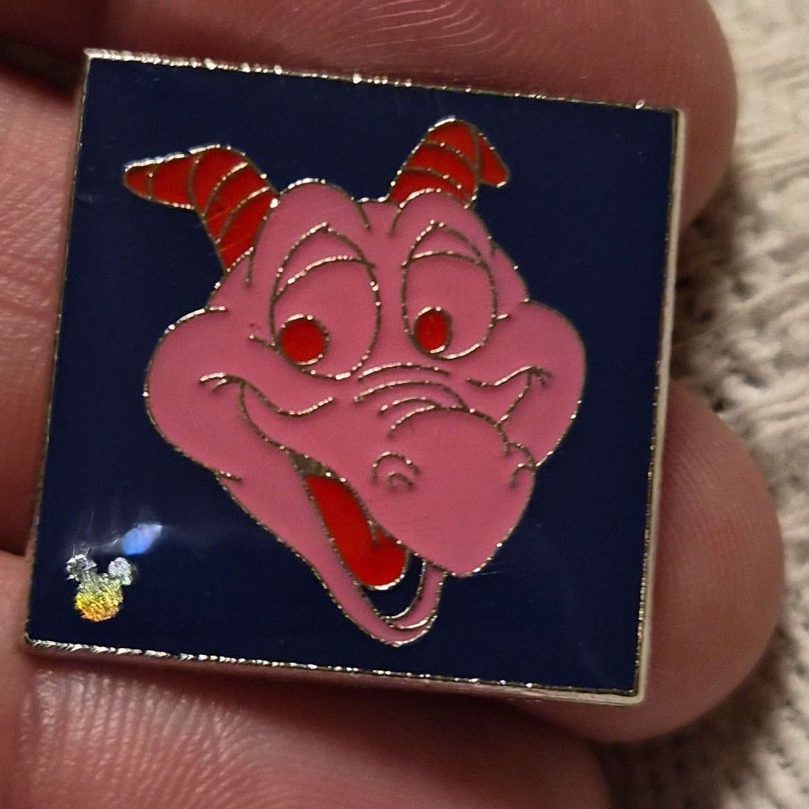 Figment Headshot Hidden Mickey Pin - Tonal Figment Series (Blue Background) front