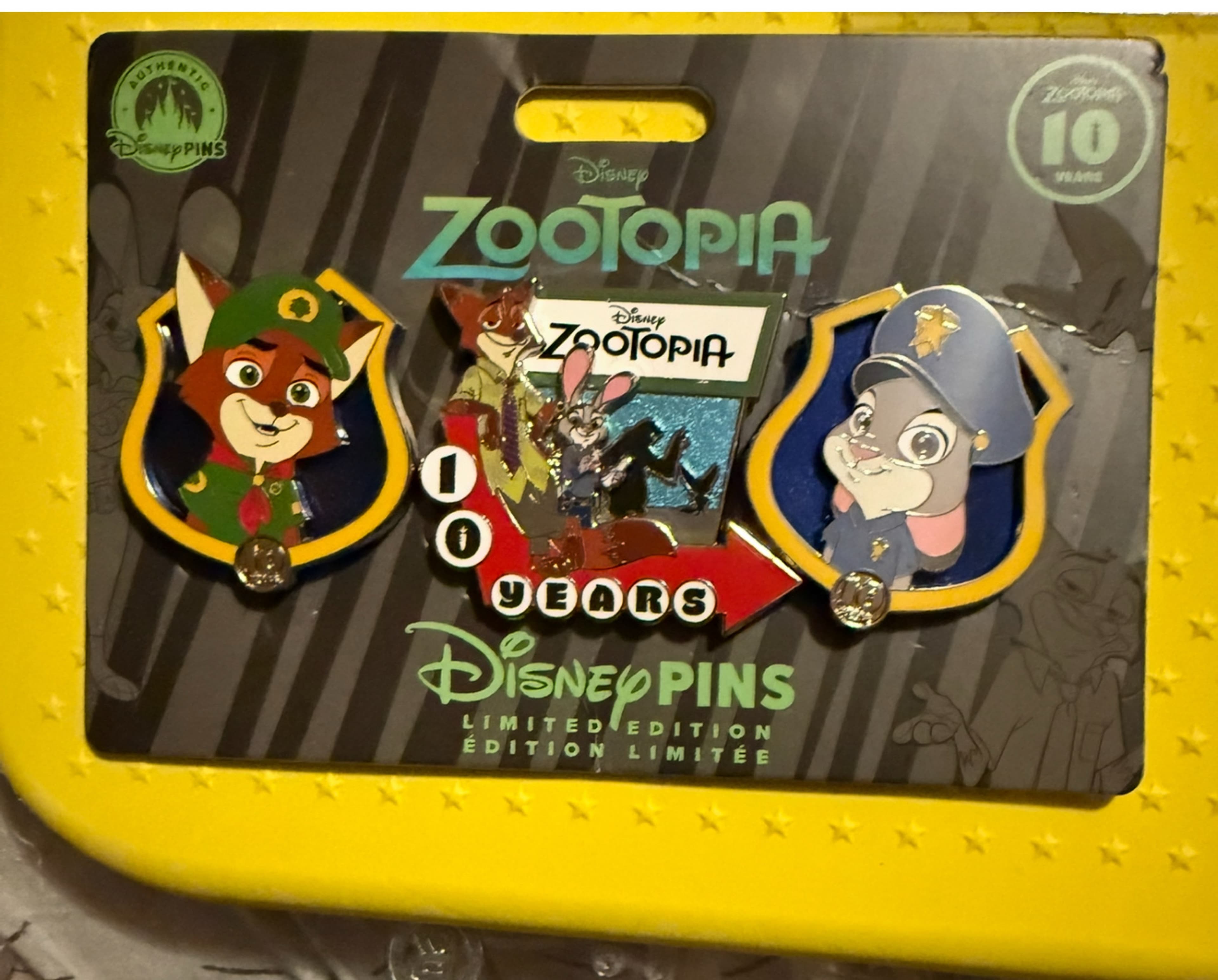 Zootopia 10th Anniversary Pin Set front