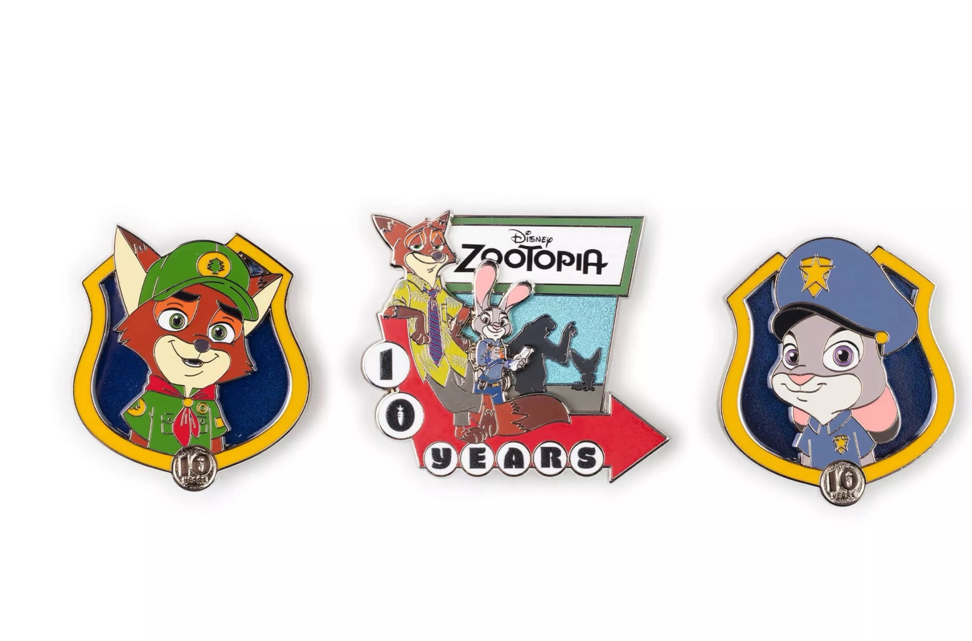 Zootopia 10th Anniversary Pin Set front