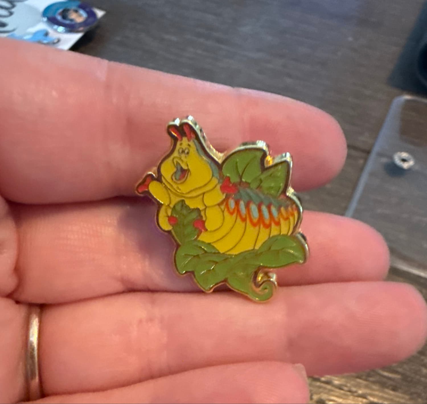 Heimlich Eating a Leaf Pin front