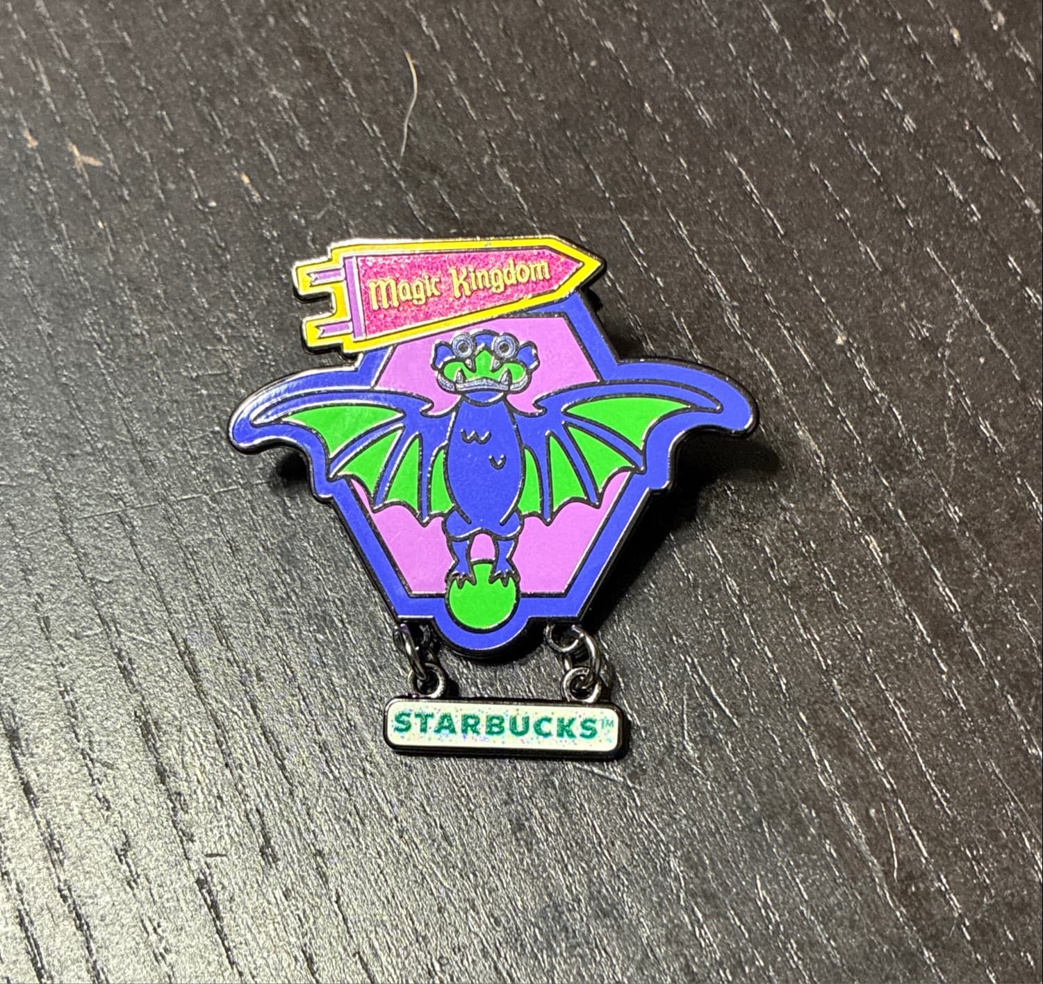 Starbucks Disney Parks 2025 Magic Kingdom Haunted Mansion Bat Mystery Pin front