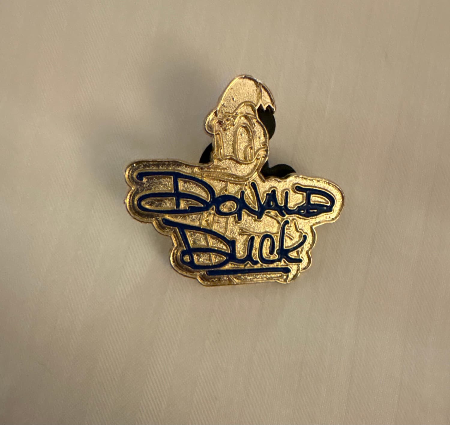 Donald Duck Blue Signature Gold Lanyard Series Pin front