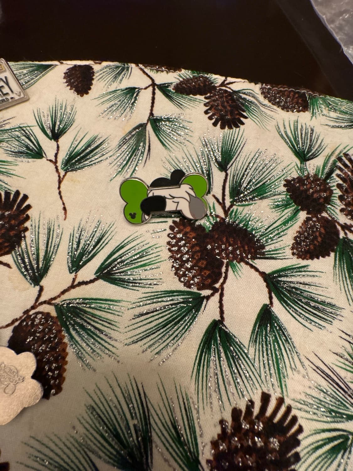 Goofy Sleeping Dog Bone Hidden Mickey Pin front