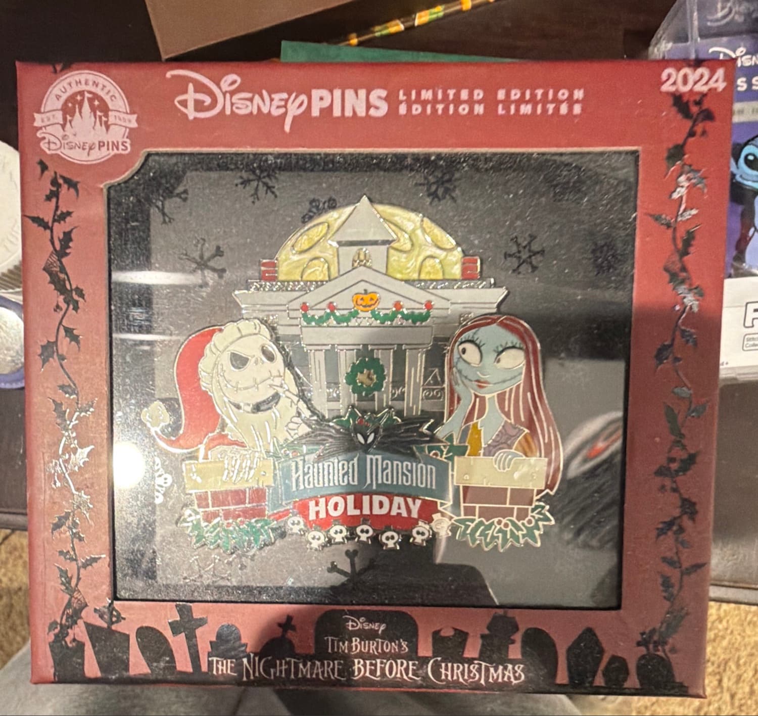 Disney Jumbo Pin - Jack Skellington & Sally Haunted Mansion Holiday 2024 front