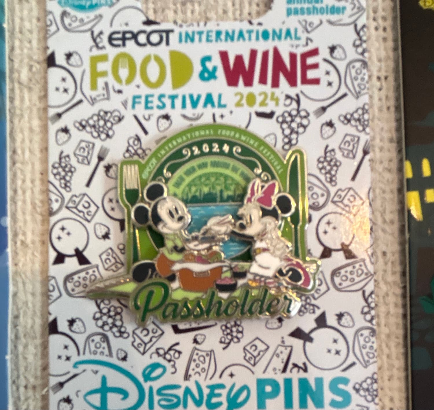 Mickey and Minnie Passholder Pin - 2024 EPCOT International Food & Wine Festival front