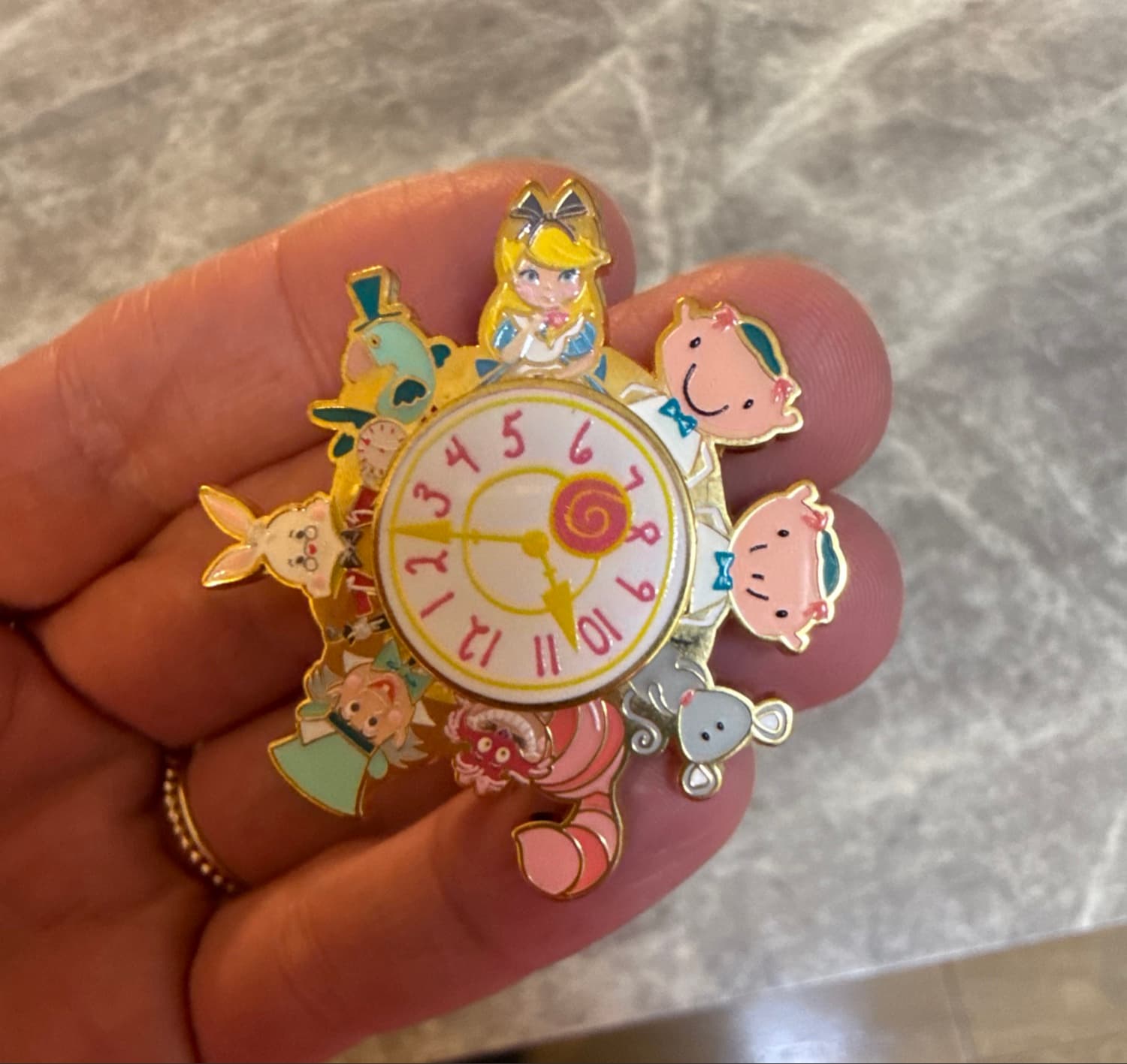Alice and Cheshire Cat Clock Spinner front