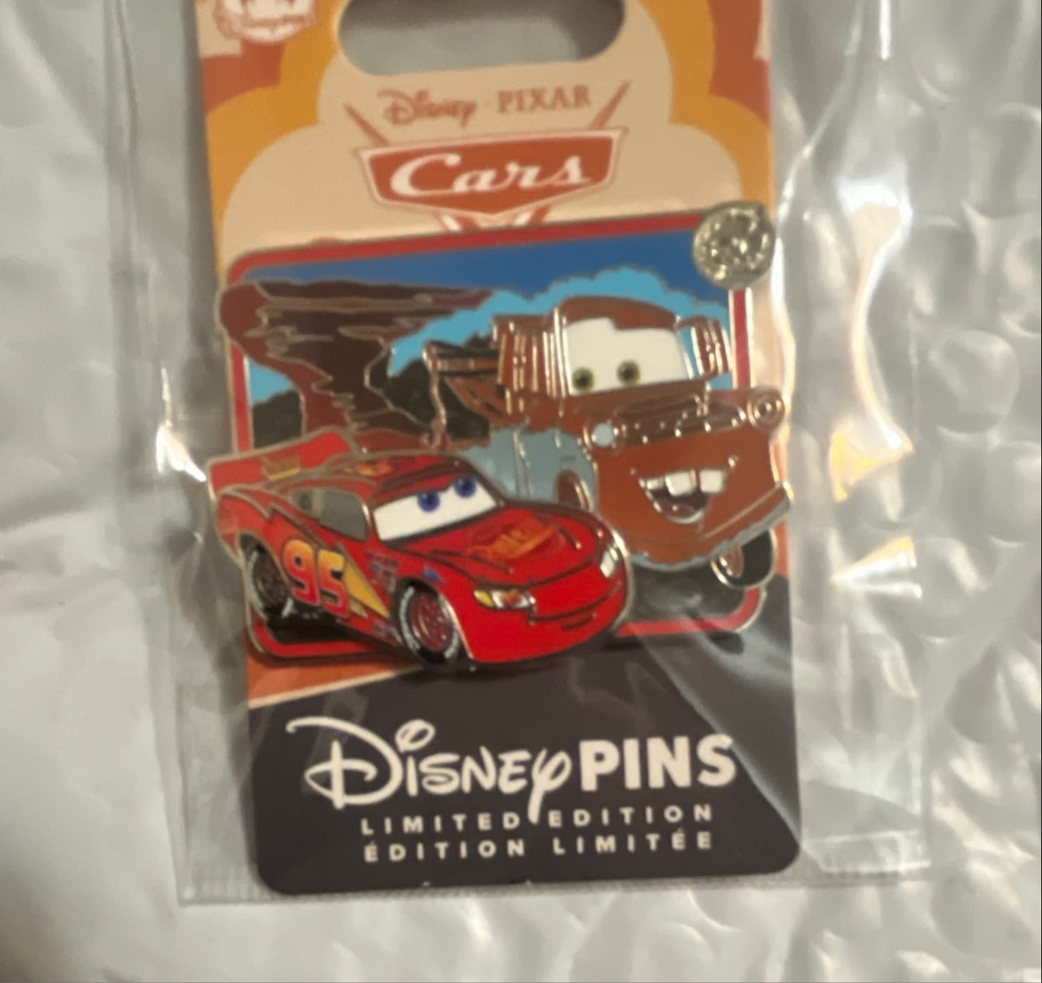 Lightning McQueen and Mater 20th Anniversary Limited Edition Pin front
