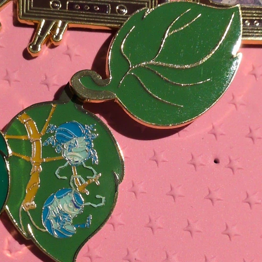 Loungefly Disney Pixar A Bug's Life Tuck & Roll Leaf Pin front