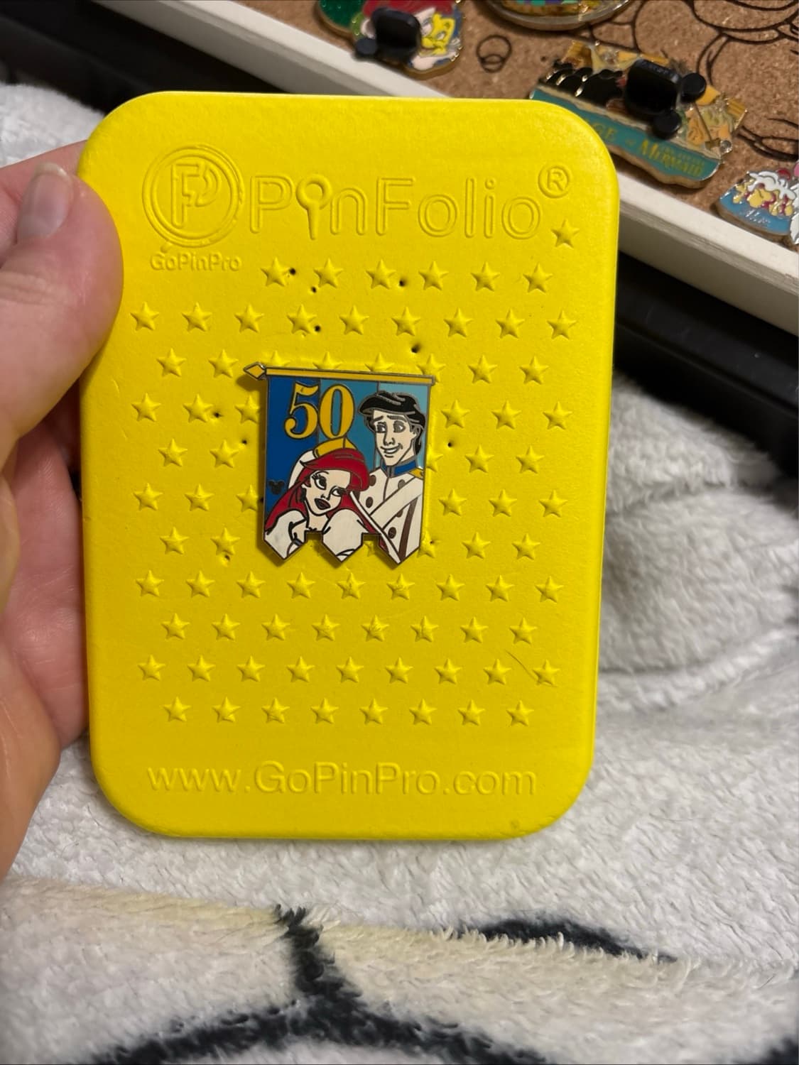 Cast Lanyard Series 50th Banner Princess Collection Ariel Eric Pin front