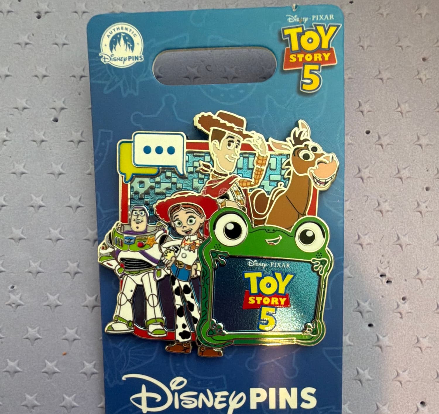 Toy Story 5 Cast and Logo Pin front