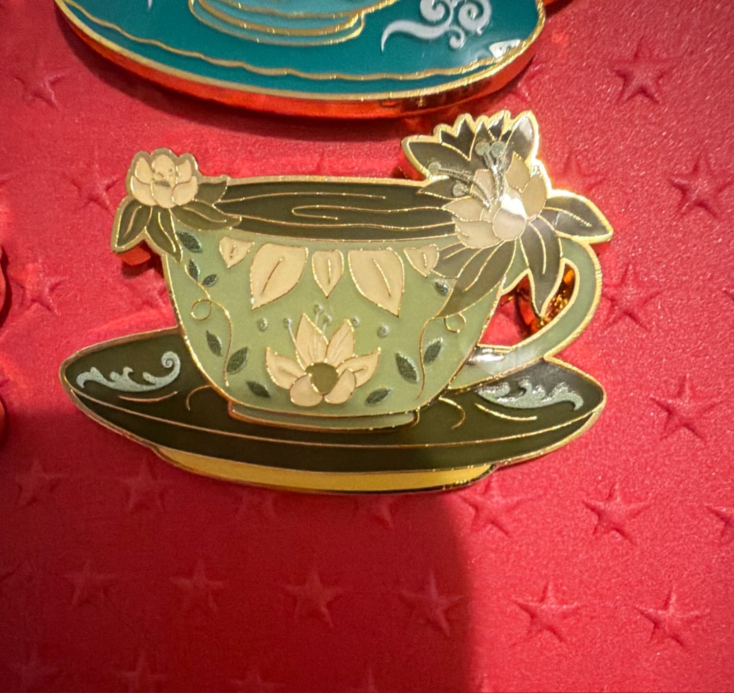 Loungefly Disney Princess Tiana Teacup Lotus Flower Glitter Blind Box Pin front