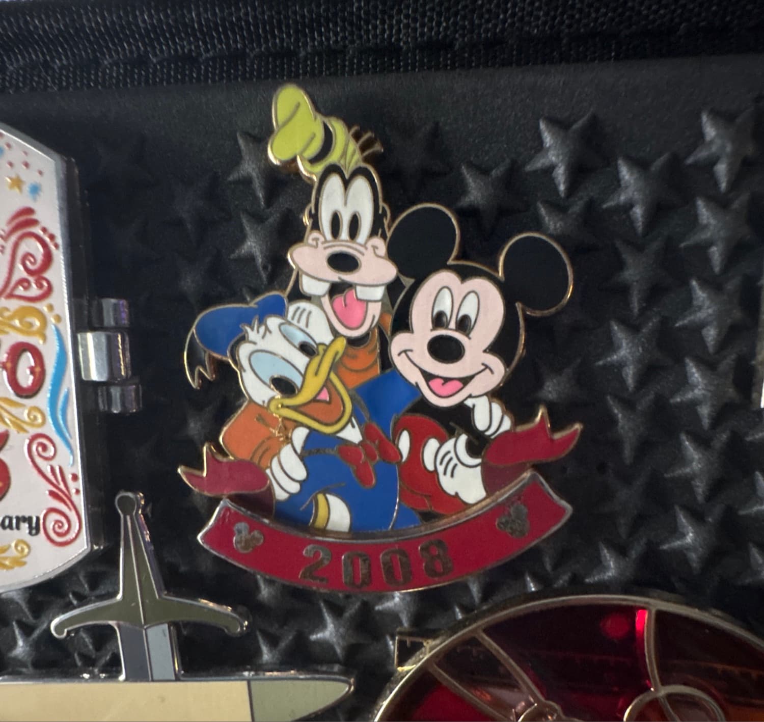 Disney Rewards Visa Cardmember Exclusive 2008 Mickey Mouse, Donald Duck, and Goofy Pin front