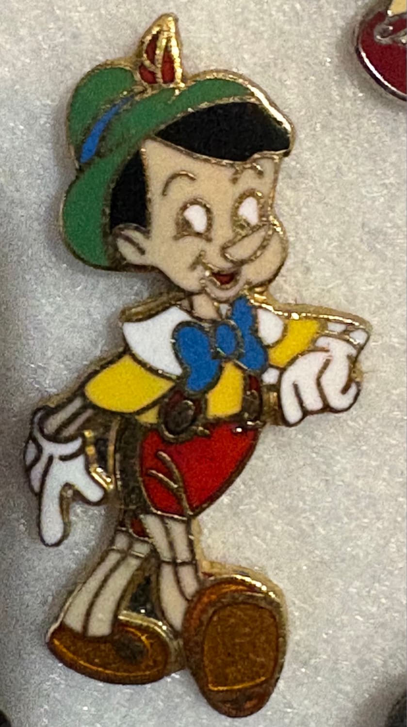 Pinocchio Walking with Green Hat Pin front