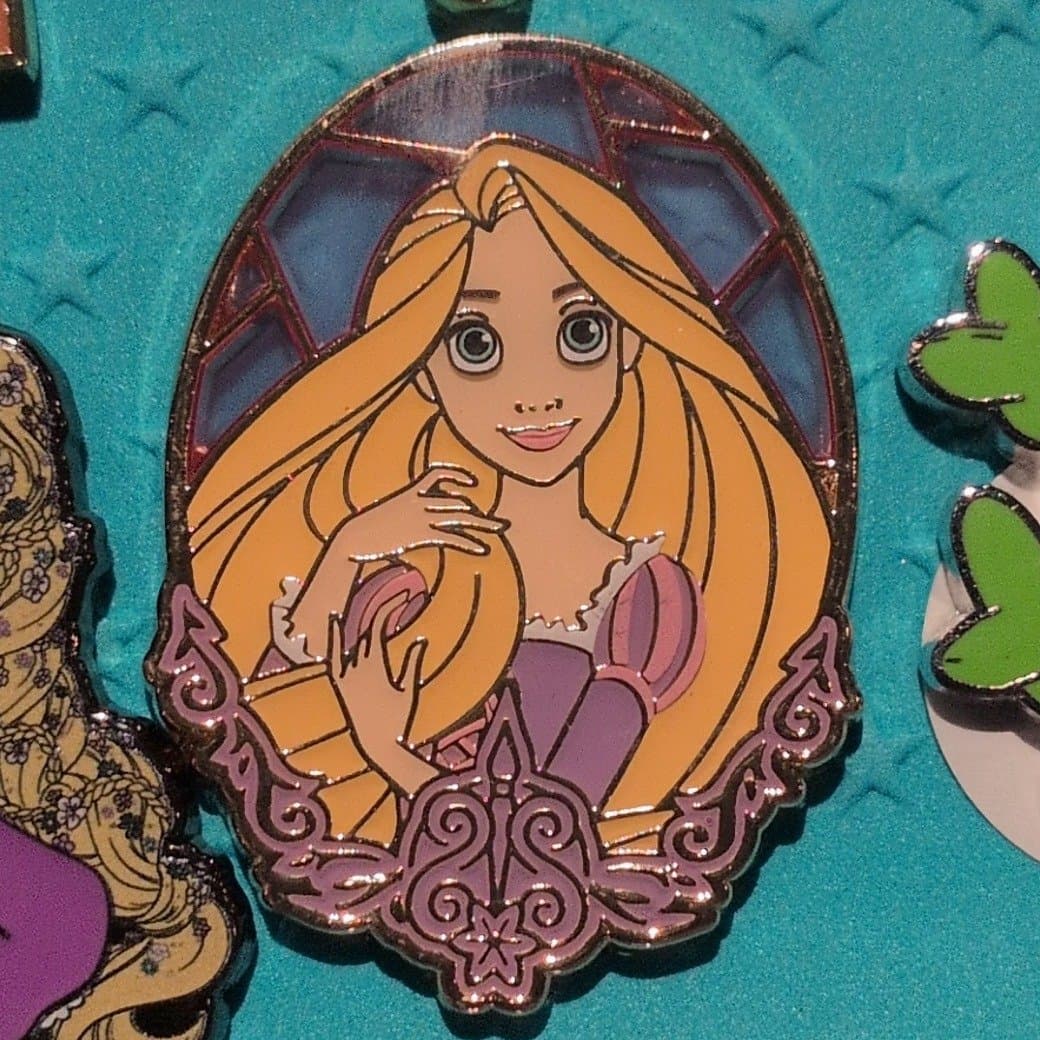 Rapunzel Stained Portrait Enamel Pin front