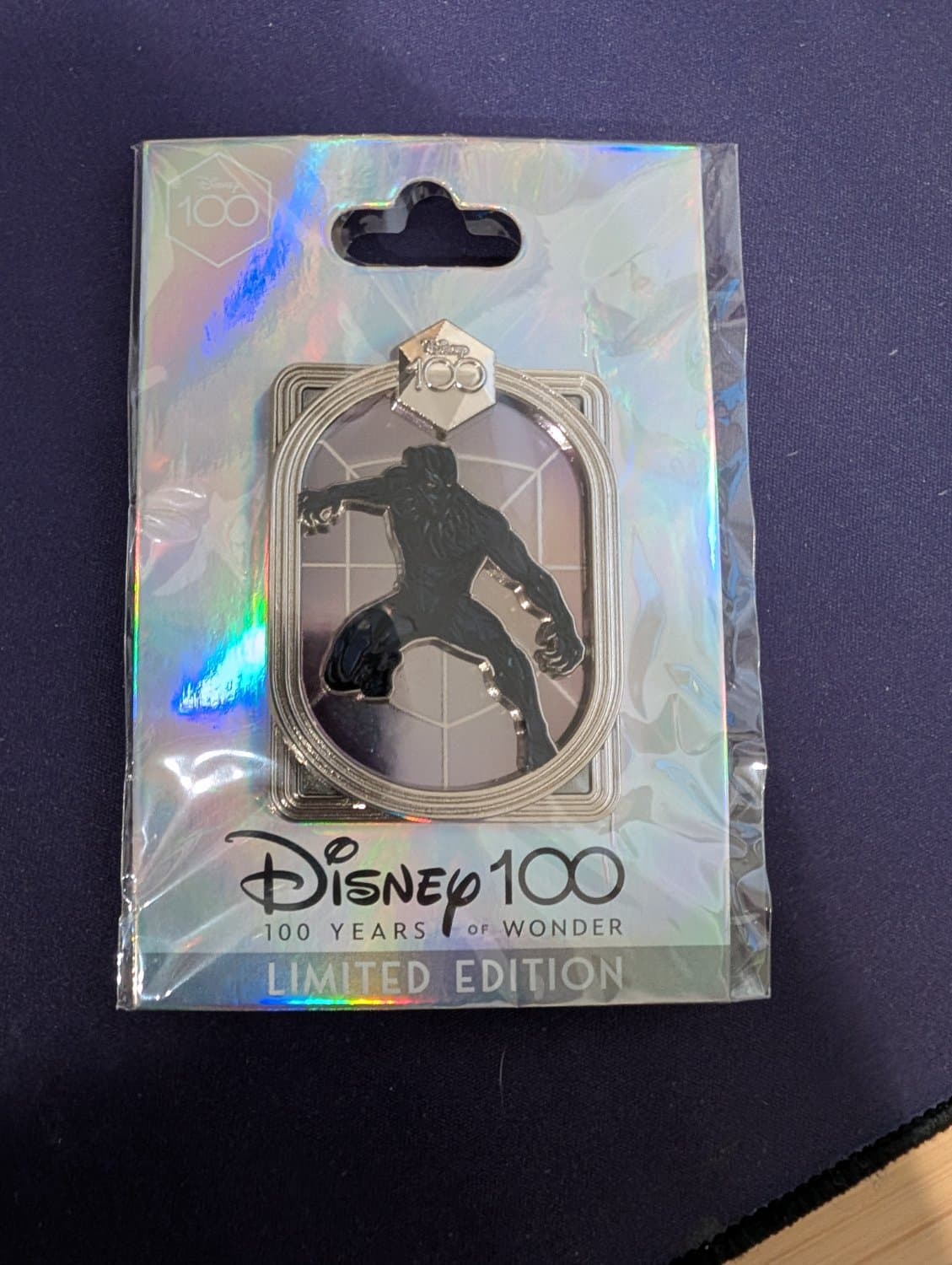 Black Panther Disney100 Celebration Platinum Pin front