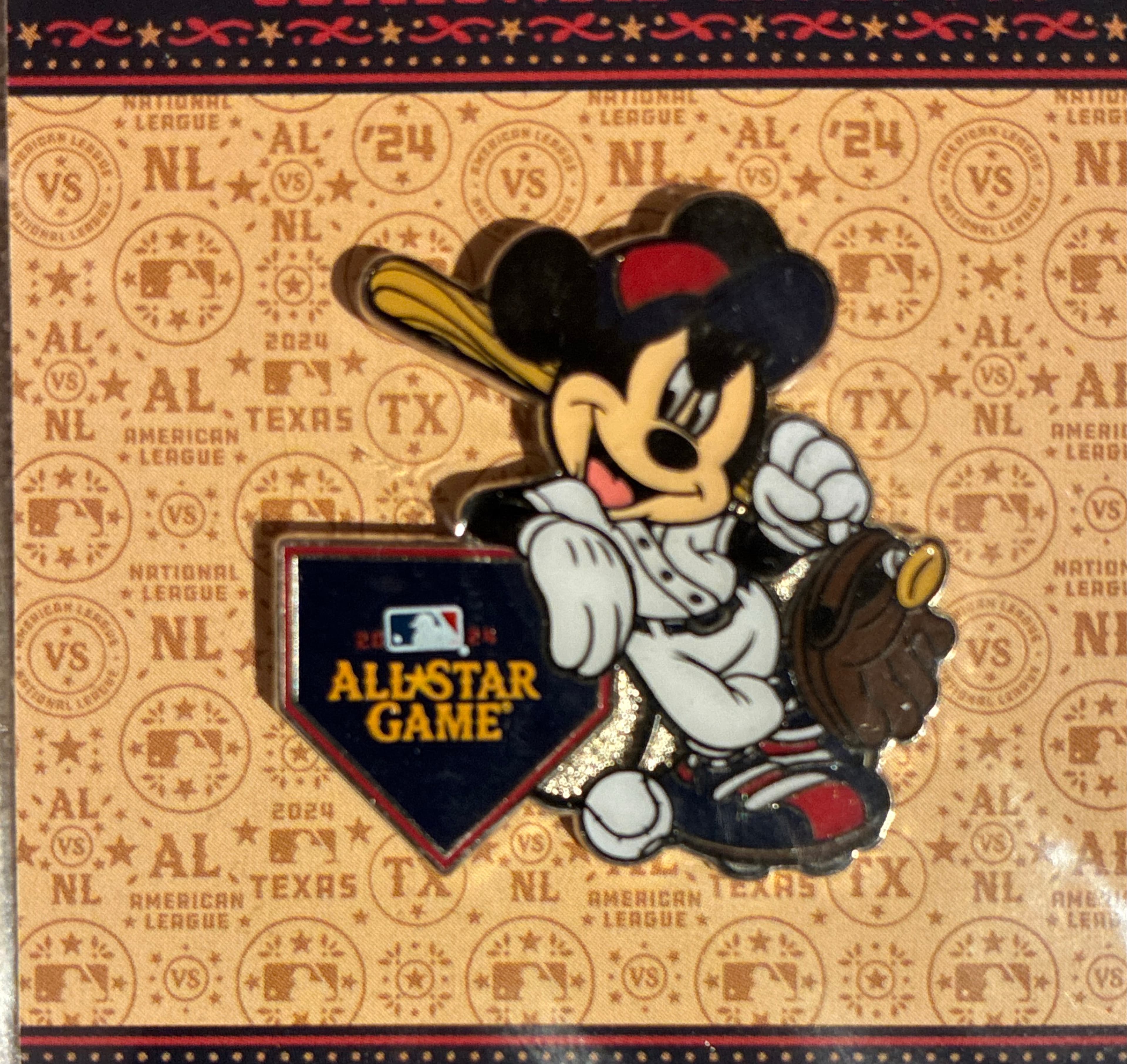 Mickey Mouse 2024 MLB All-Star Game Globe Life Stadium Exclusive Collector Pin front