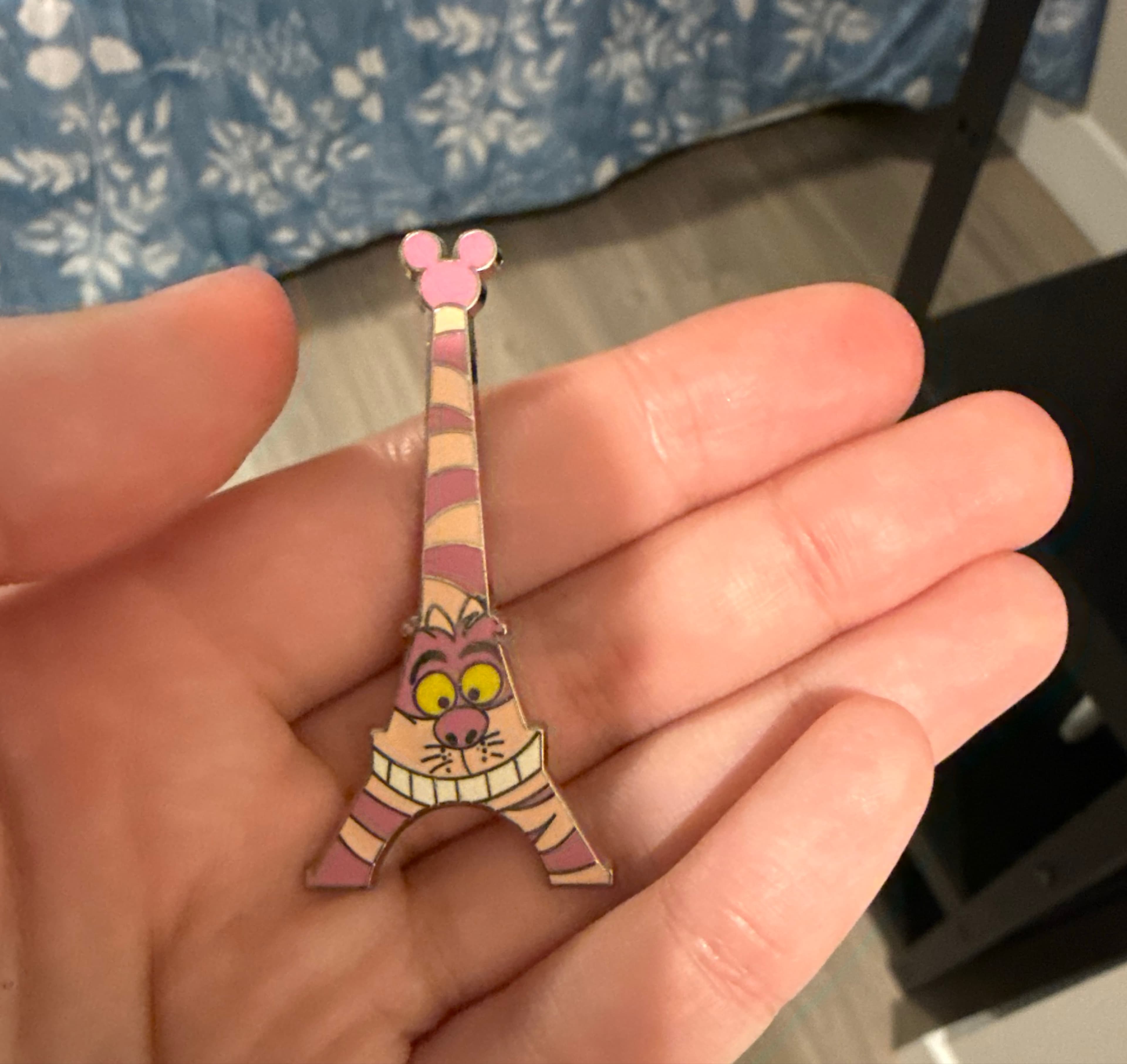 Cheshire Cat Eiffel Tower Pin - Alice in Wonderland front