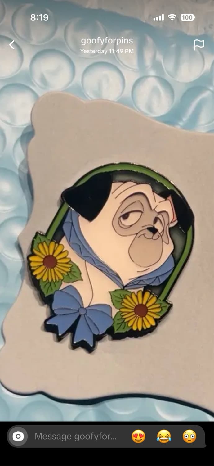 Percy - Pocahontas - Disney Dogs Floral Portraits Mystery Pin front