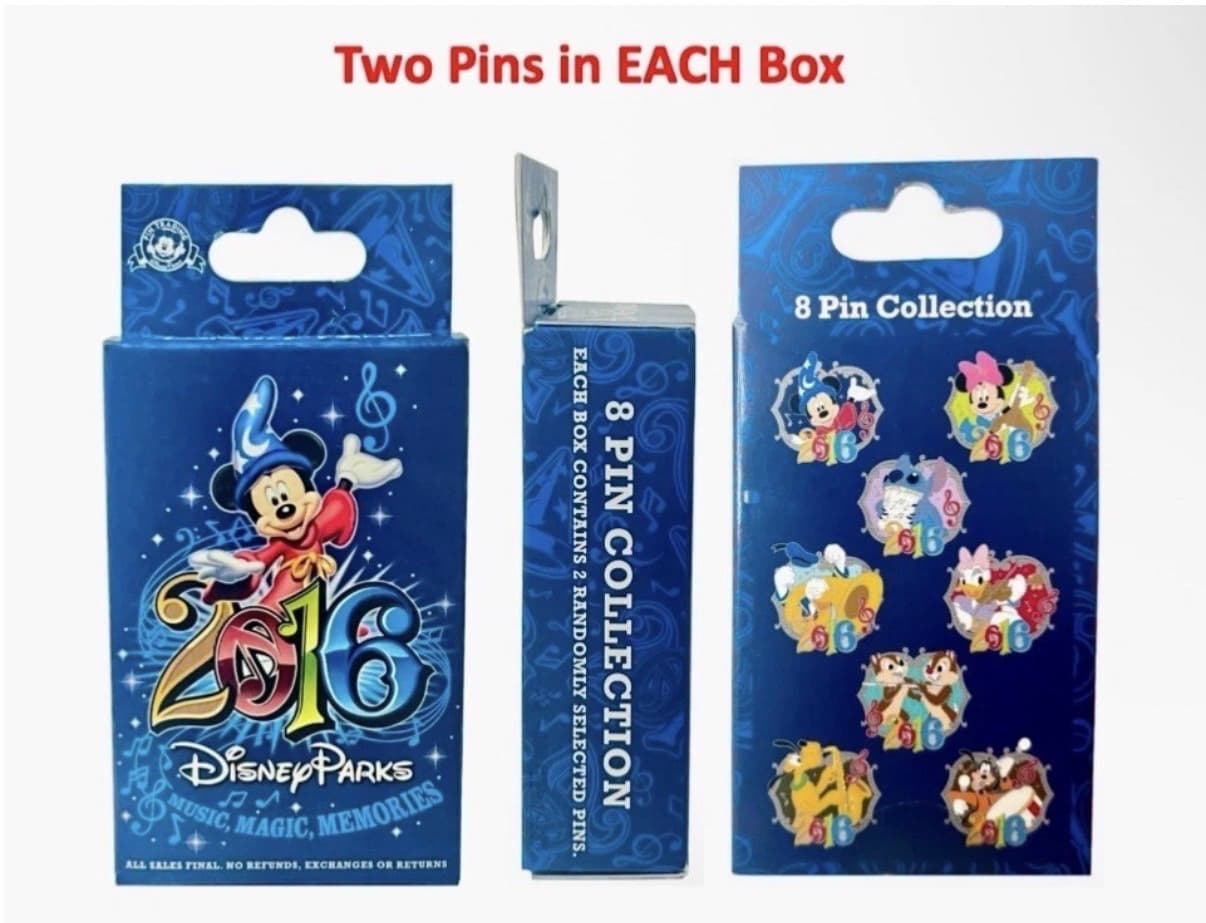 2016 Disney Mystery Pin Collection (2 pins per box) Unopened Box front