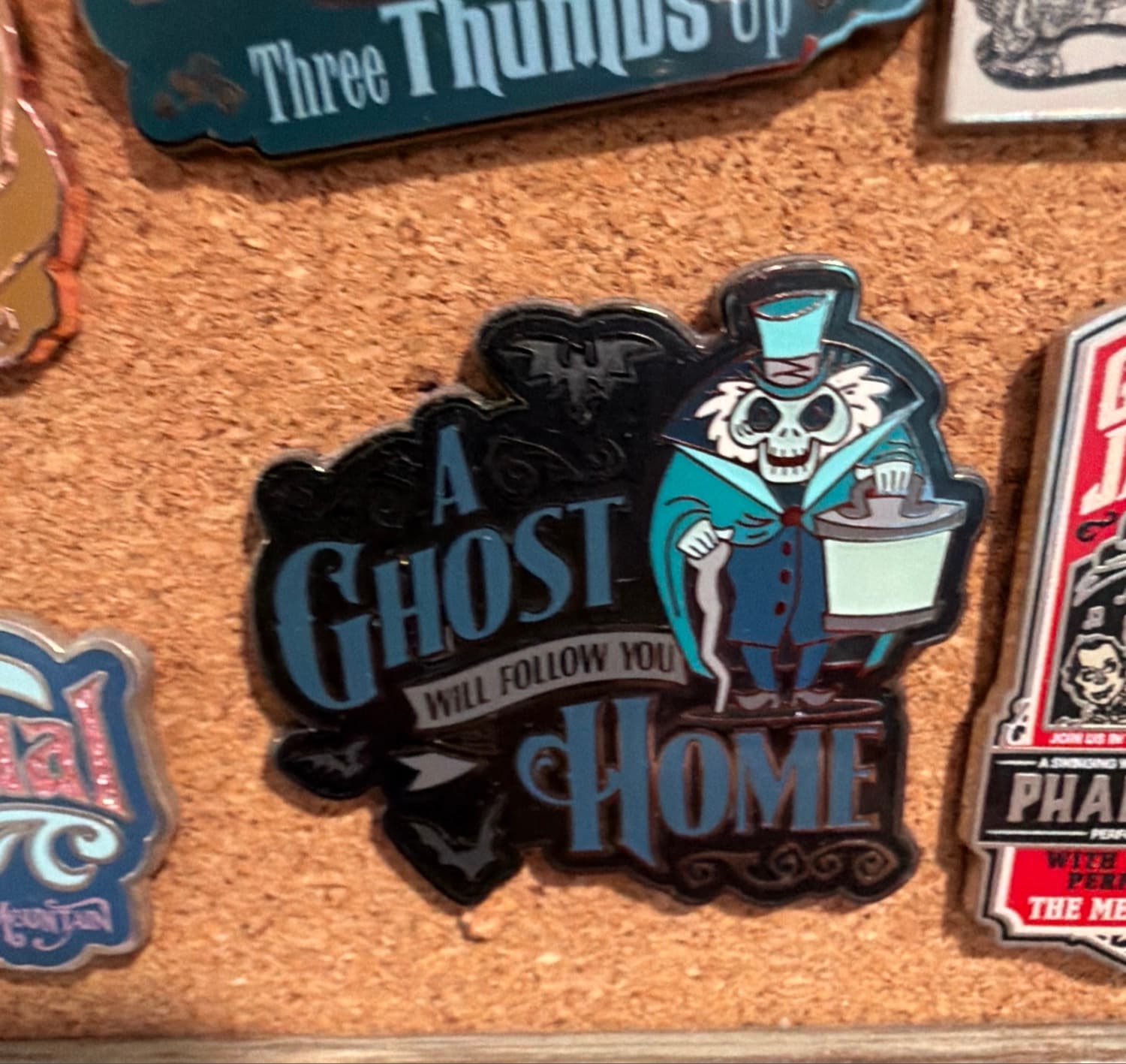 Haunted Mansion Hatbox Ghost - A Ghost Will Follow You Home Pin front