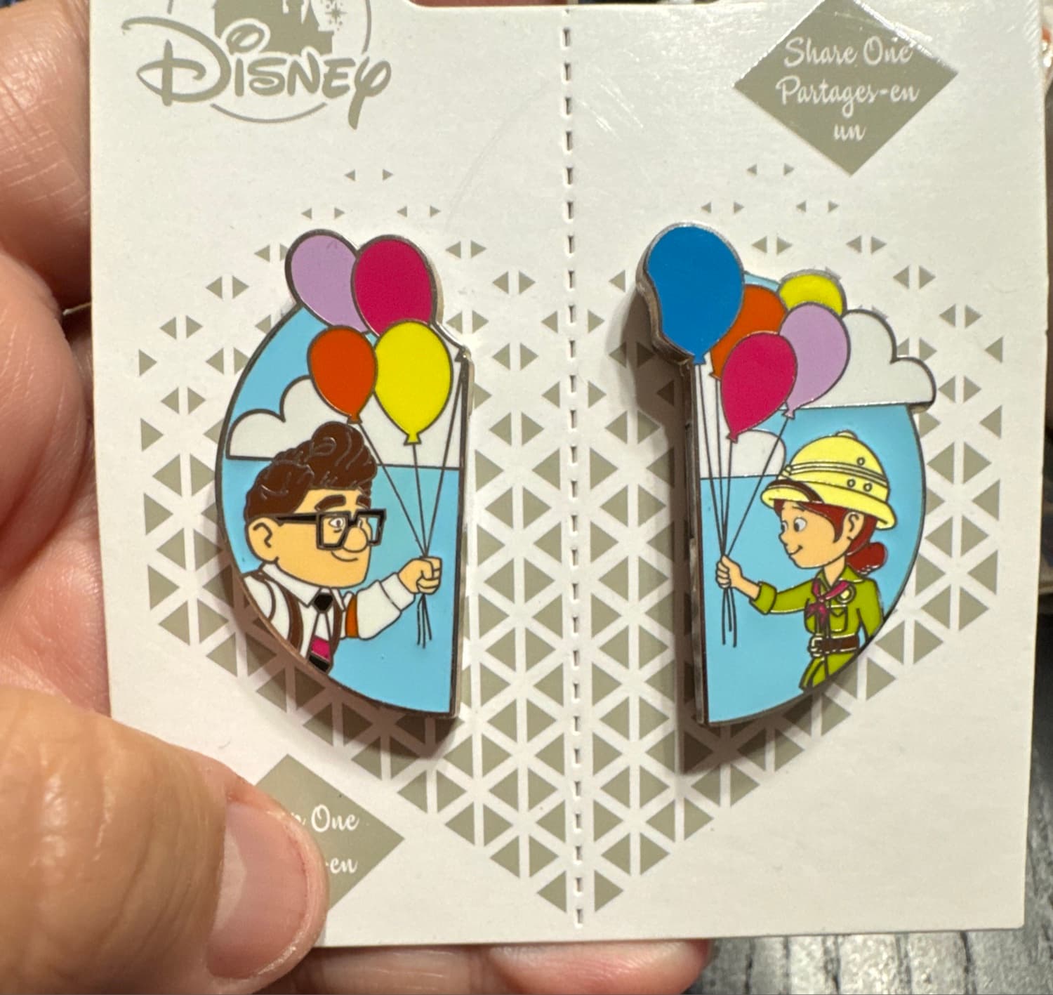 Disney Pixar Up Carl and Ellie Share One Keep One Pin Set front