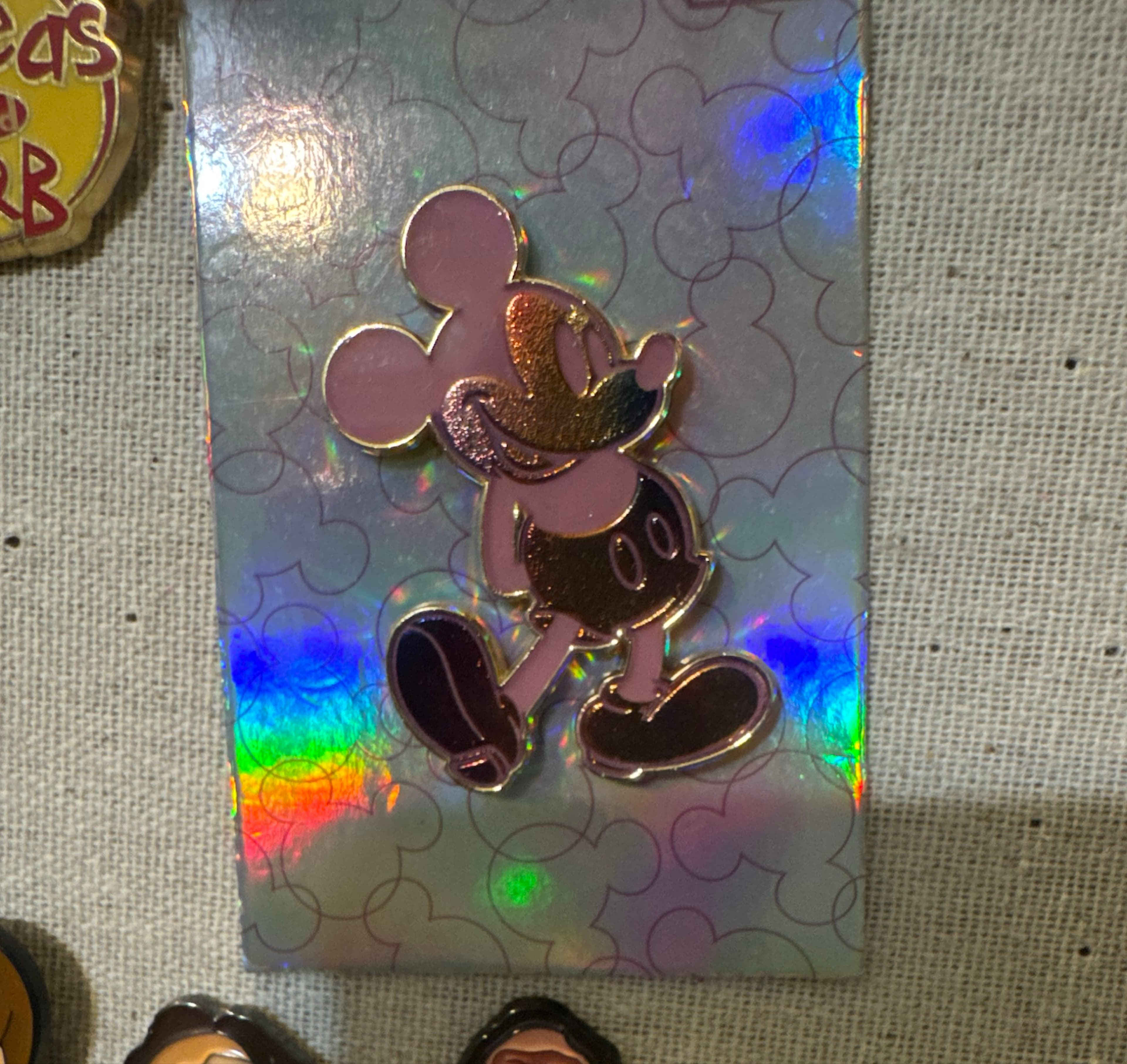 Mickey Mouse Walking Pose Rose Gold Outline Pin front
