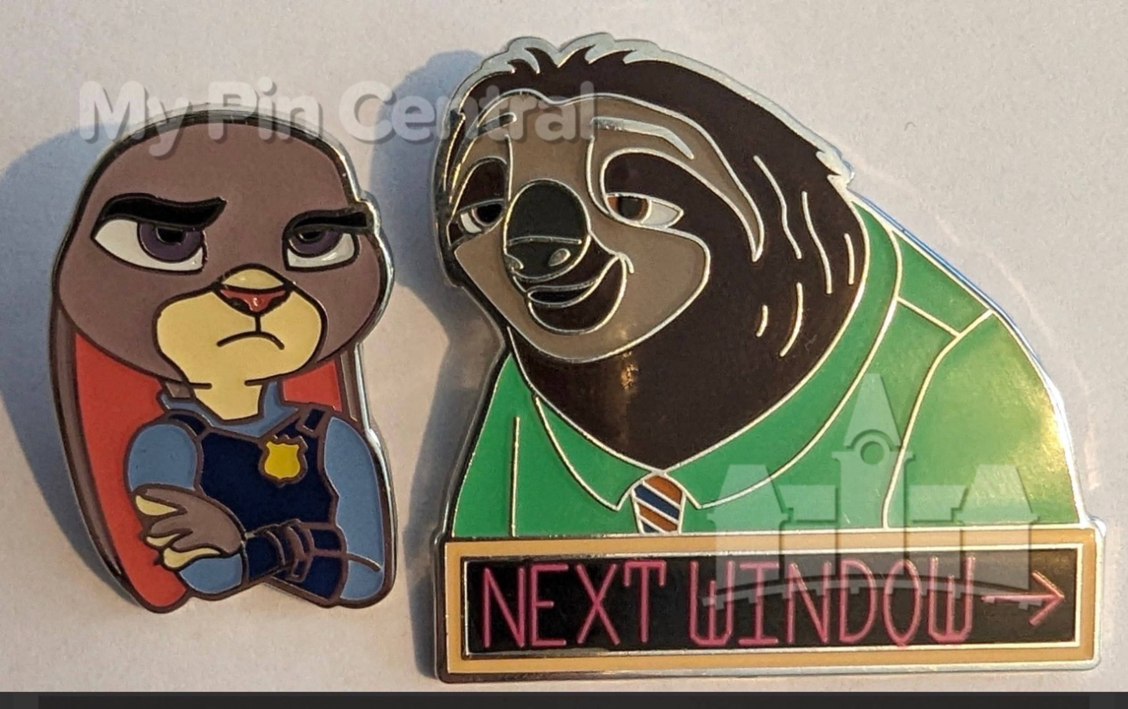 Judy Hopps and Flash Slothmore Pin Set - Zootopia front