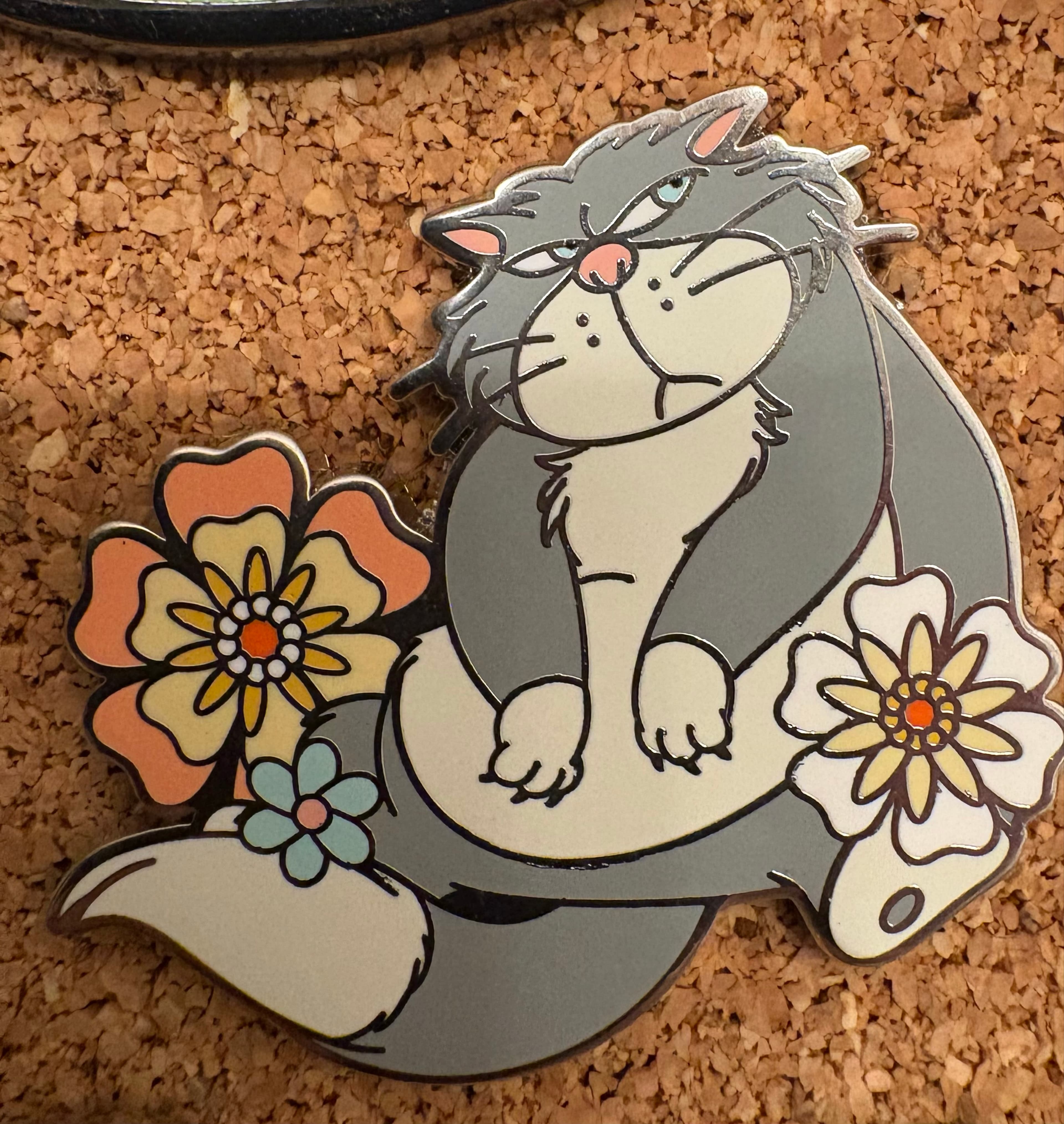 Loungefly Disney Cats & Dogs Floral Blind Box Enamel Pin - Lucifer front