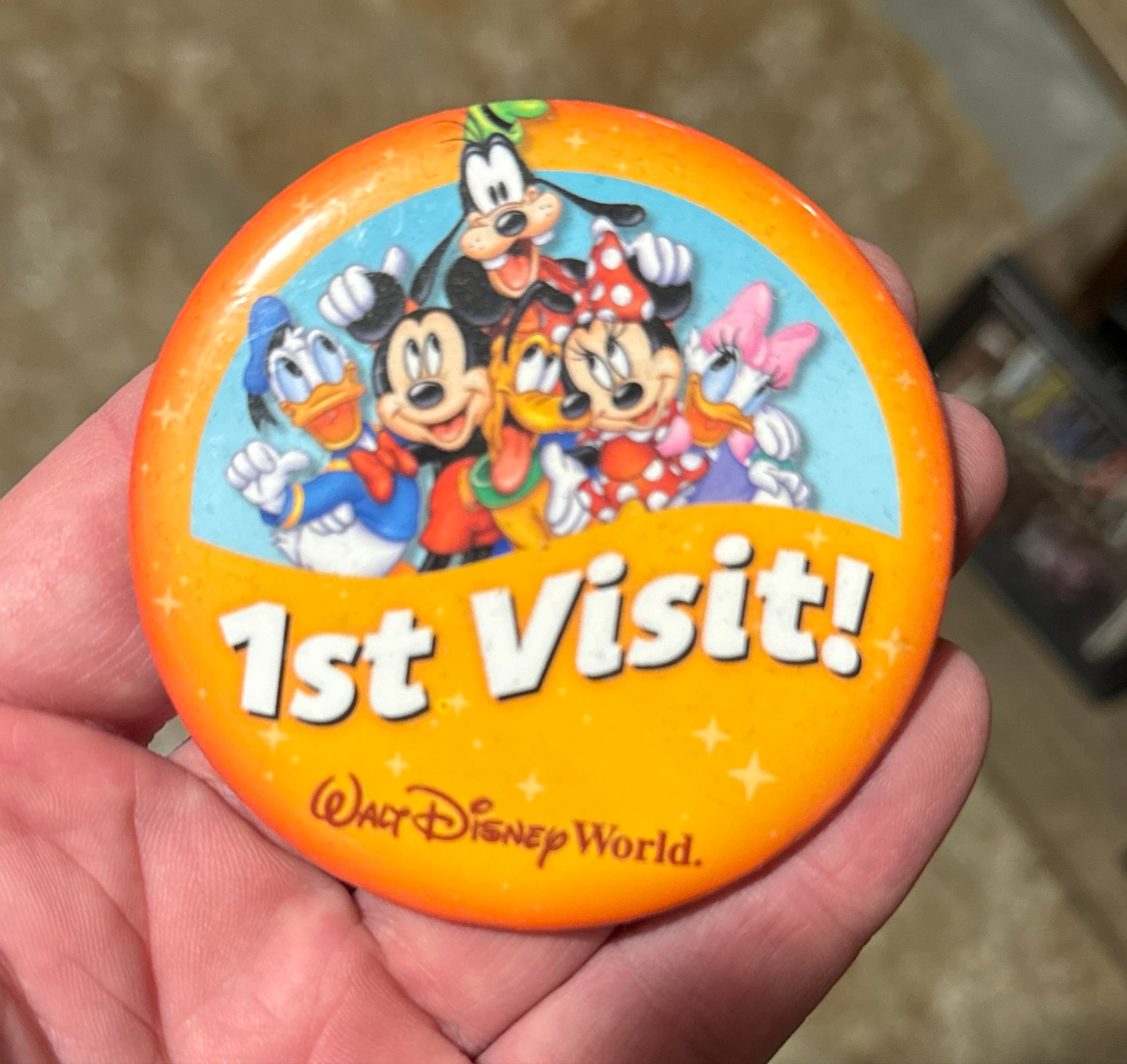 1st Visit! Celebration Button - Mickey and Friends - Walt Disney World front